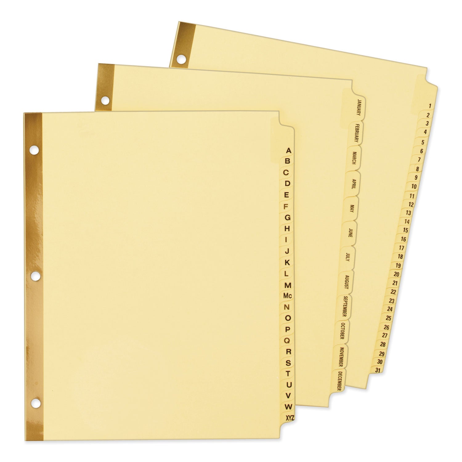 Avery® Preprinted Laminated Tab Dividers with Gold Reinforced Binding Edge, 25-Tab, A to Z, 11 x 8.5, Buff, 1 Set