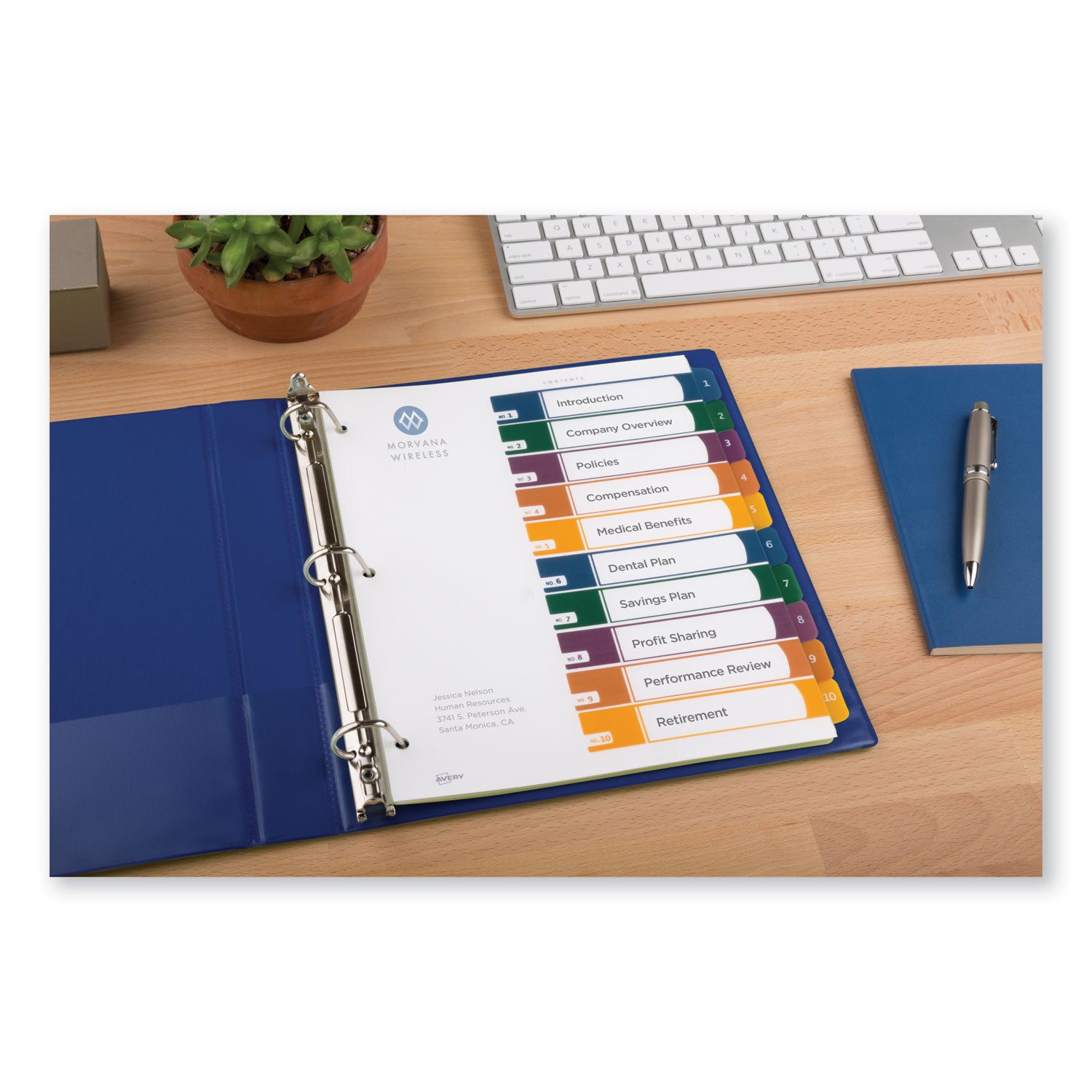 Avery® Customizable Table of Contents Ready Index Dividers with Multicolor Tabs, 10-Tab, 1 to 10, 11 x 8.5, Translucent, 1 Set