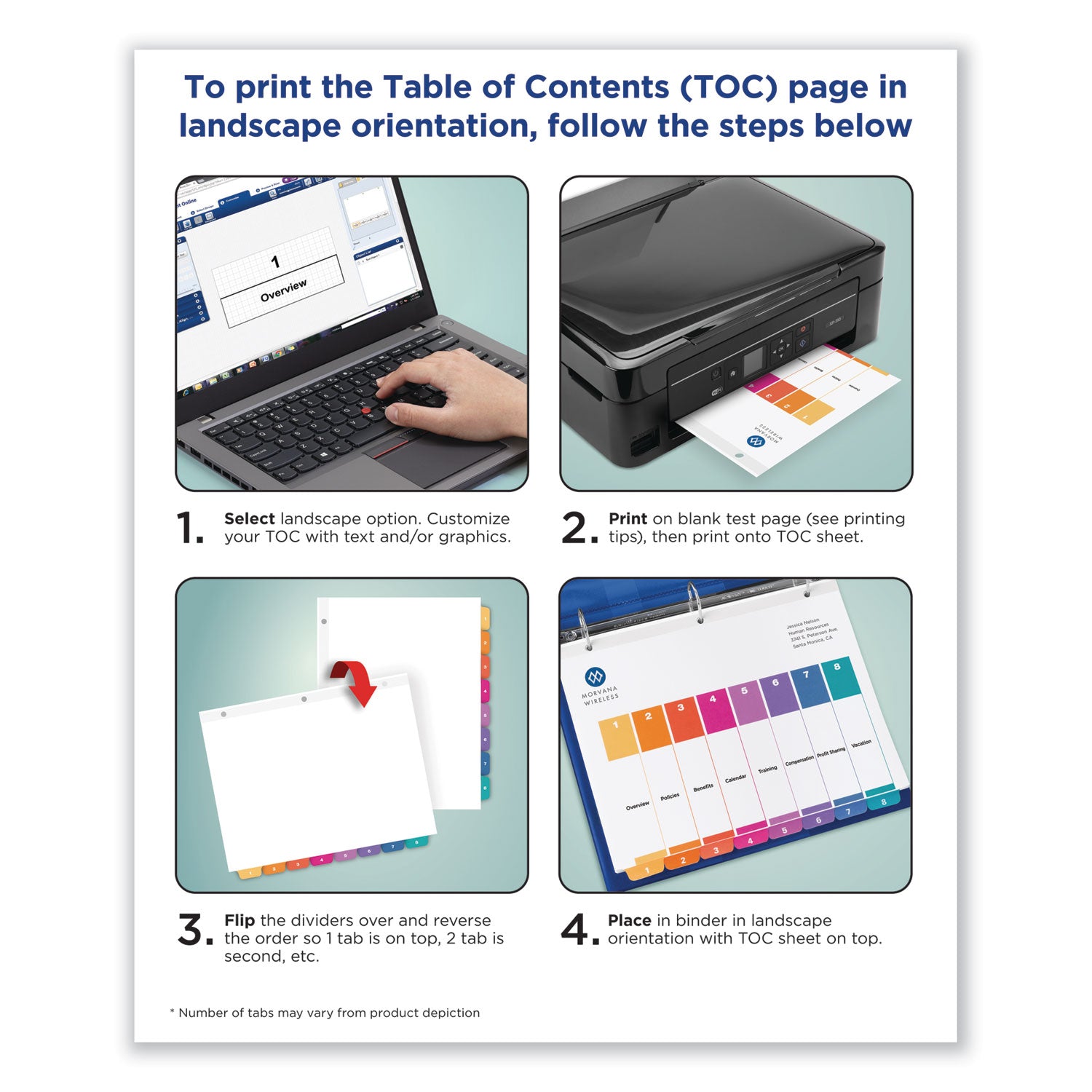 Avery® Customizable Table of Contents Ready Index Dividers with Multicolor Tabs, 31-Tab, 1 to 31, 11 x 8.5, White, 1 Set