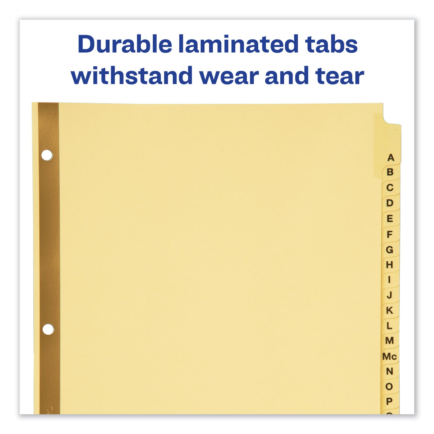 Avery® Preprinted Laminated Tab Dividers with Gold Reinforced Binding Edge, 25-Tab, A to Z, 11 x 8.5, Buff, 1 Set