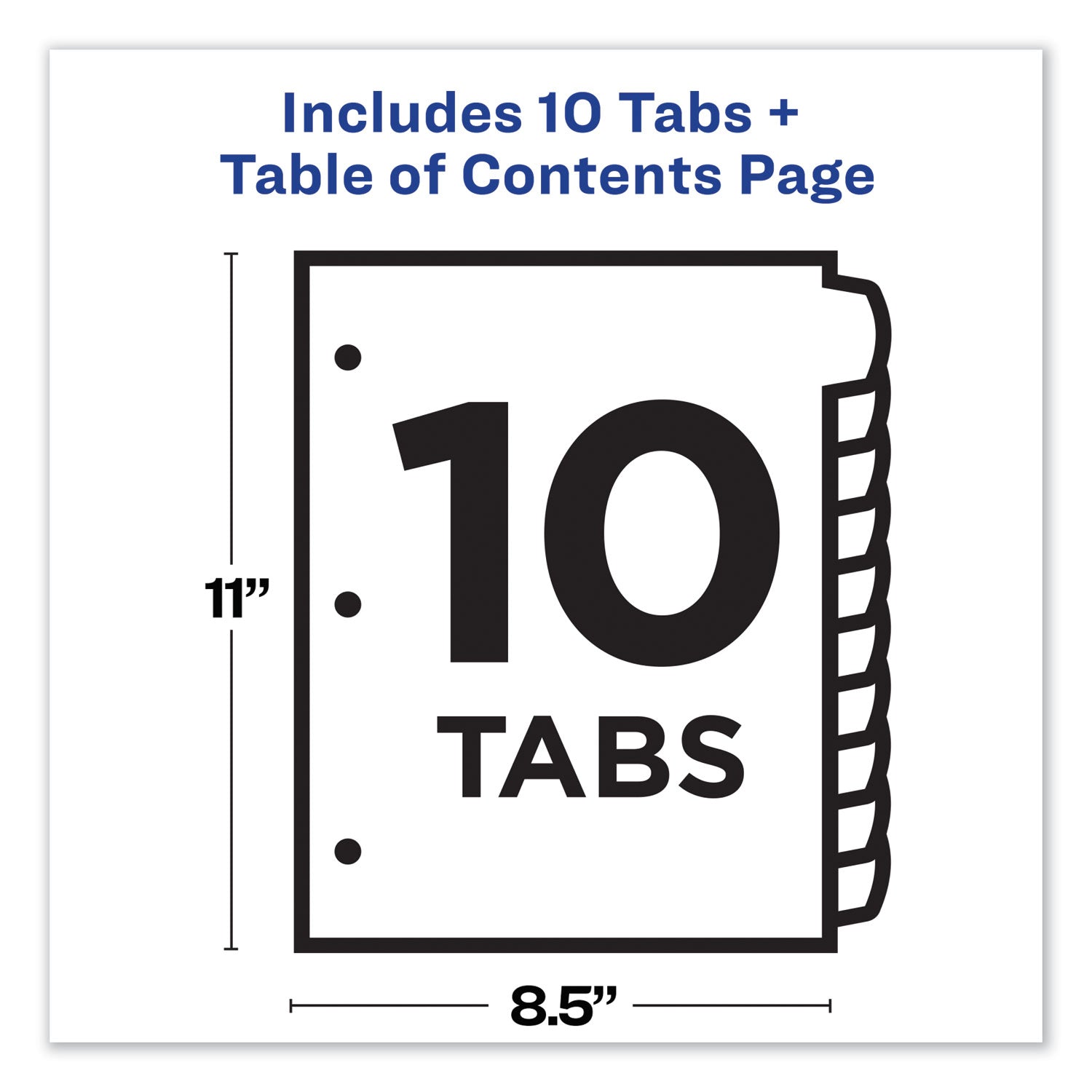 Avery® Customizable TOC Ready Index Multicolor Tab Dividers, 10-Tab, 1 to 10, 11 x 8.5, White, Contemporary Color Tabs, 1 Set