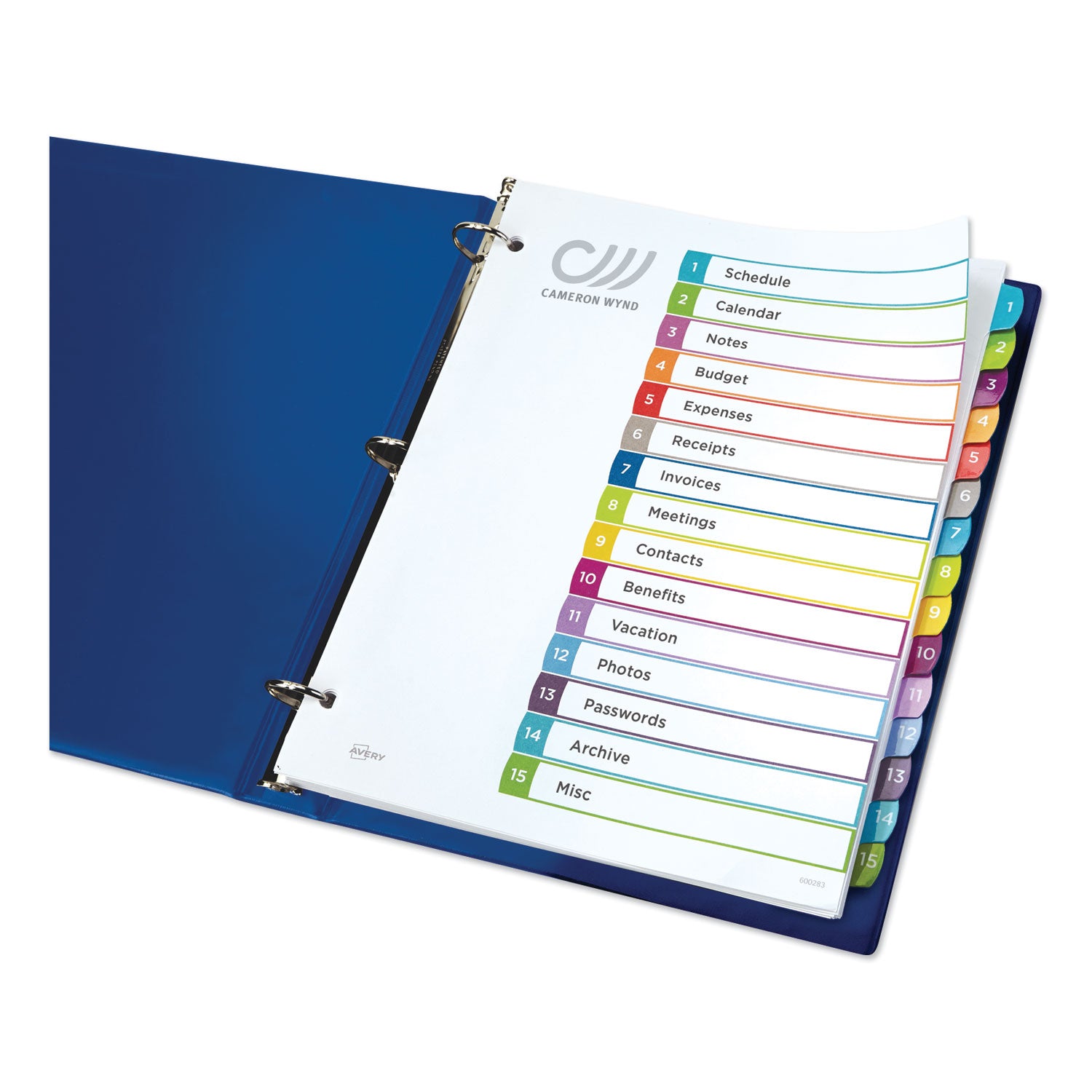 Avery® Customizable TOC Ready Index Multicolor Tab Dividers, 15-Tab, 1 to 15, 11 x 8.5, White, Contemporary Color Tabs, 1 Set