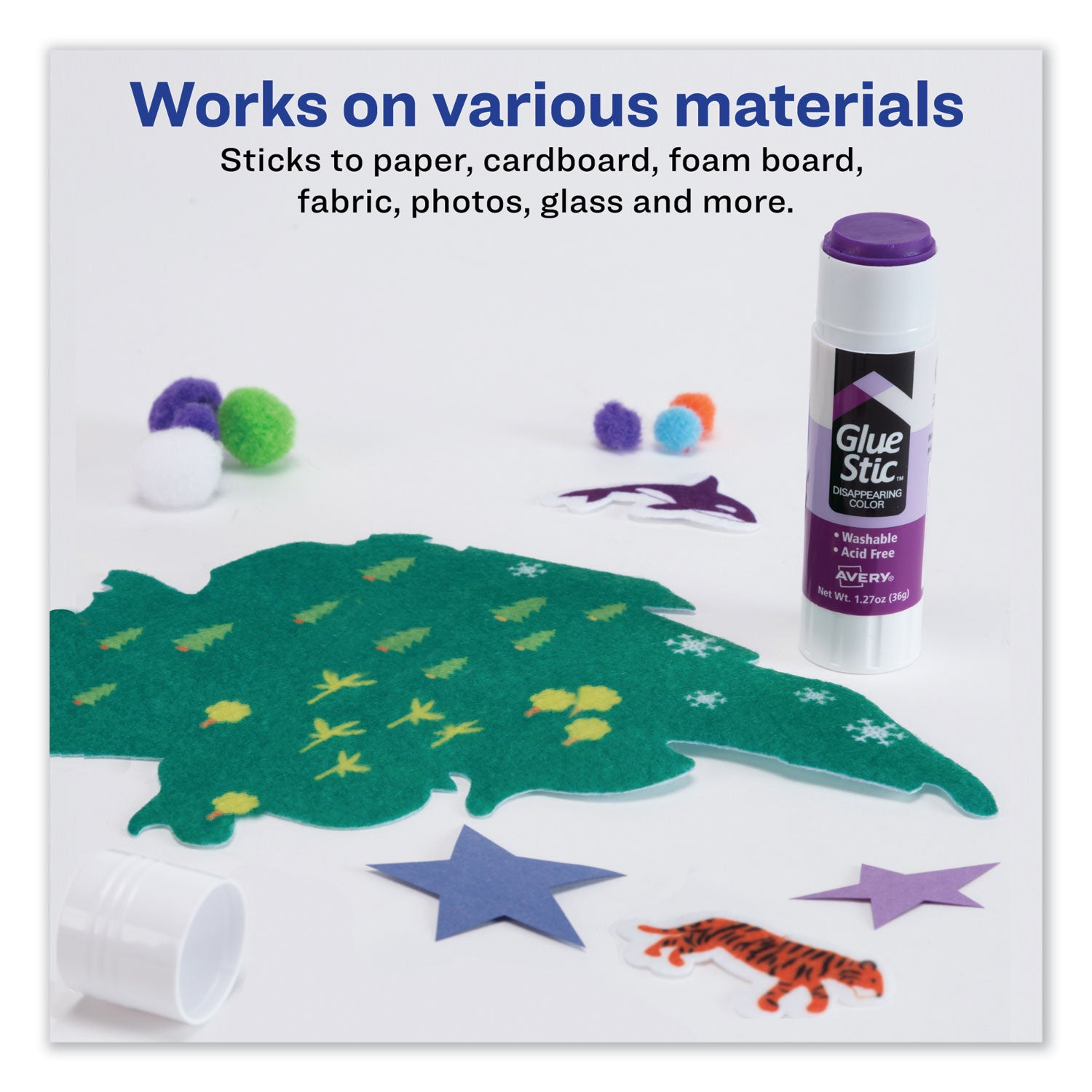 Avery® Permanent Glue Stic, 1.27 oz, Applies Purple, Dries Clear