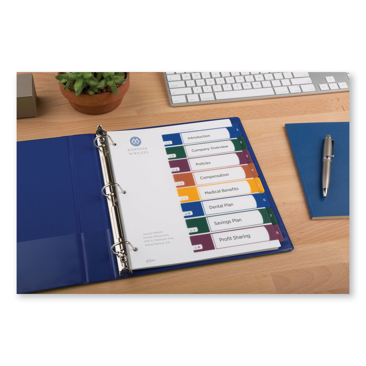 Avery® Customizable Table of Contents Ready Index Dividers with Multicolor Tabs, 8-Tab, 1 to 8, 11 x 8.5, Translucent, 1 Set