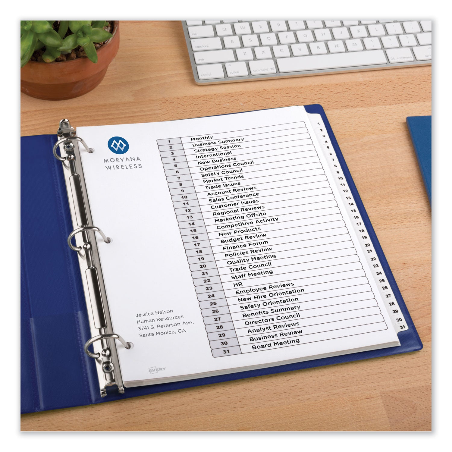 Avery® Customizable TOC Ready Index Black and White Dividers, 31-Tab, 1 to 31, 11 x 8.5, 1 Set