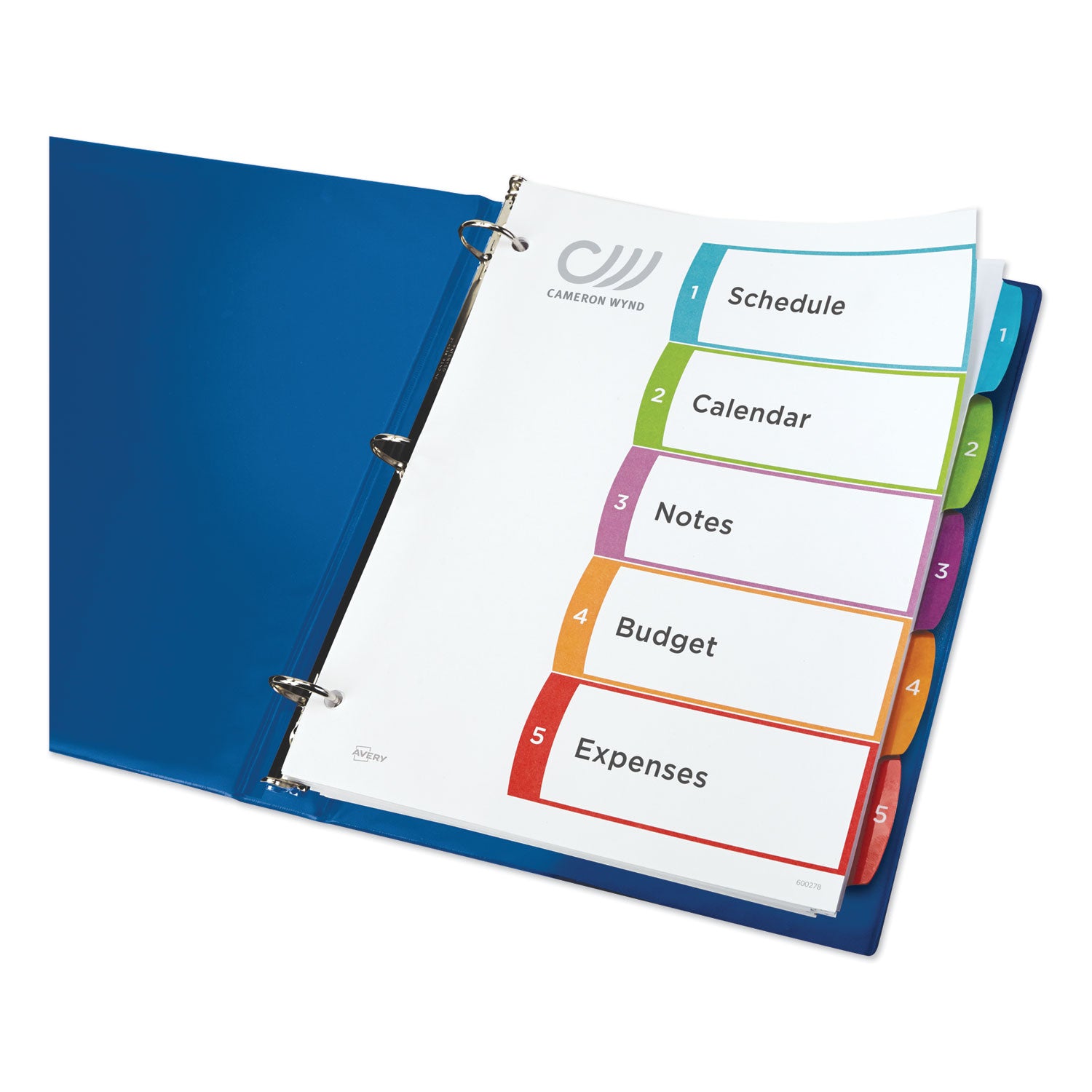 Avery® Customizable TOC Ready Index Multicolor Tab Dividers, 5-Tab, 1 to 5, 11 x 8.5, White, Contemporary Color Tabs, 1 Set