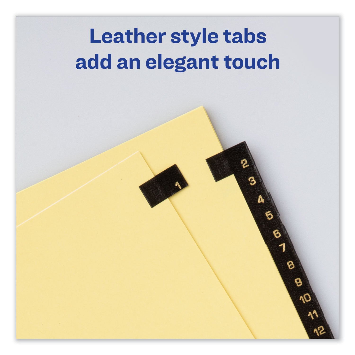 Avery® Preprinted Black Leather Tab Dividers w/Gold Reinforced Edge, 31-Tab, 1 to 31, 11 x 8.5, Buff, 1 Set