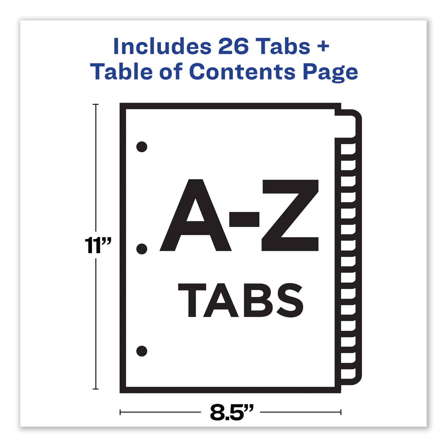 Avery® Customizable Table of Contents Ready Index Dividers with Multicolor Tabs, 26-Tab, A to Z, 11 x 8.5, White, 1 Set