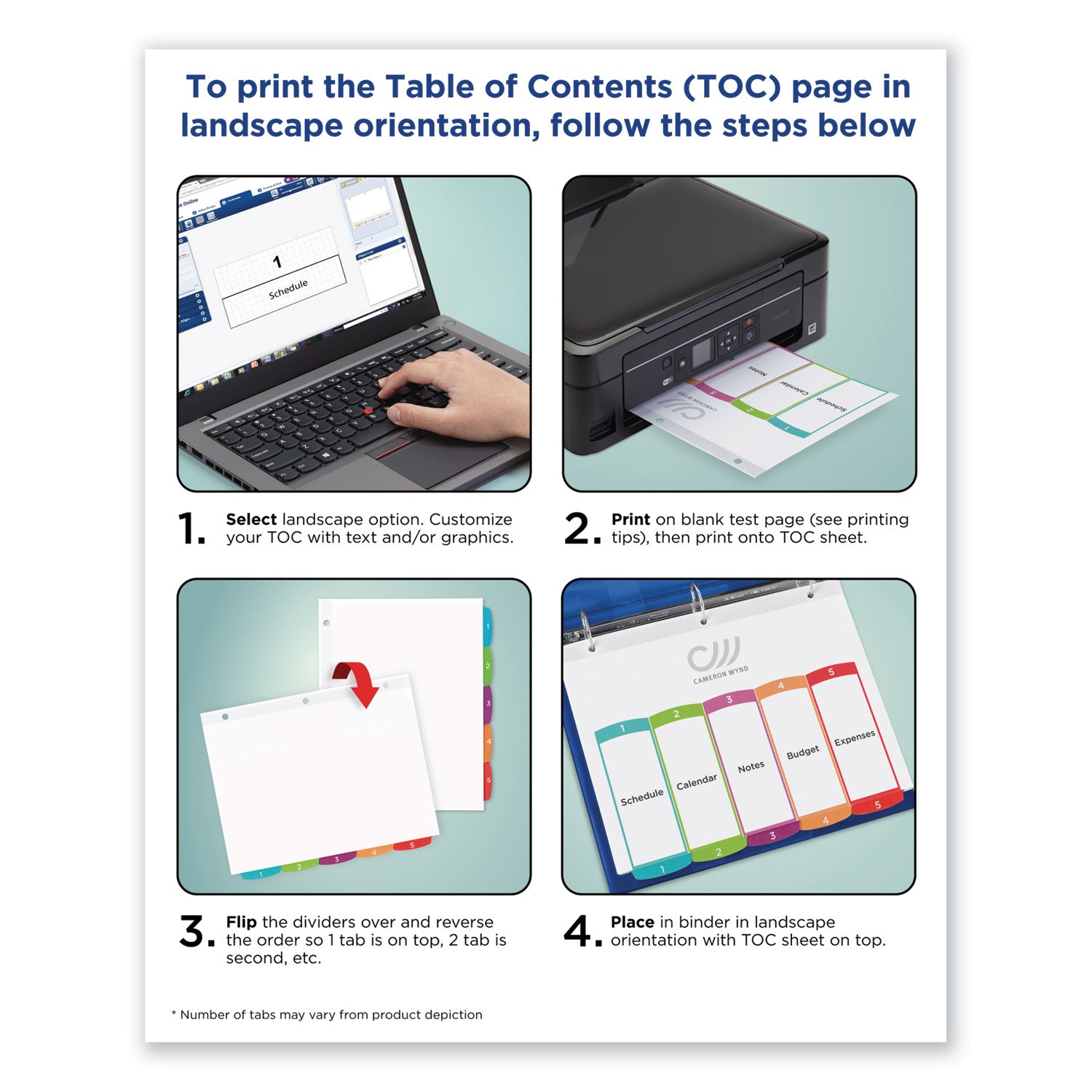 Avery® Customizable TOC Ready Index Multicolor Tab Dividers, 10-Tab, 1 to 10, 11 x 8.5, White, Contemporary Color Tabs, 1 Set