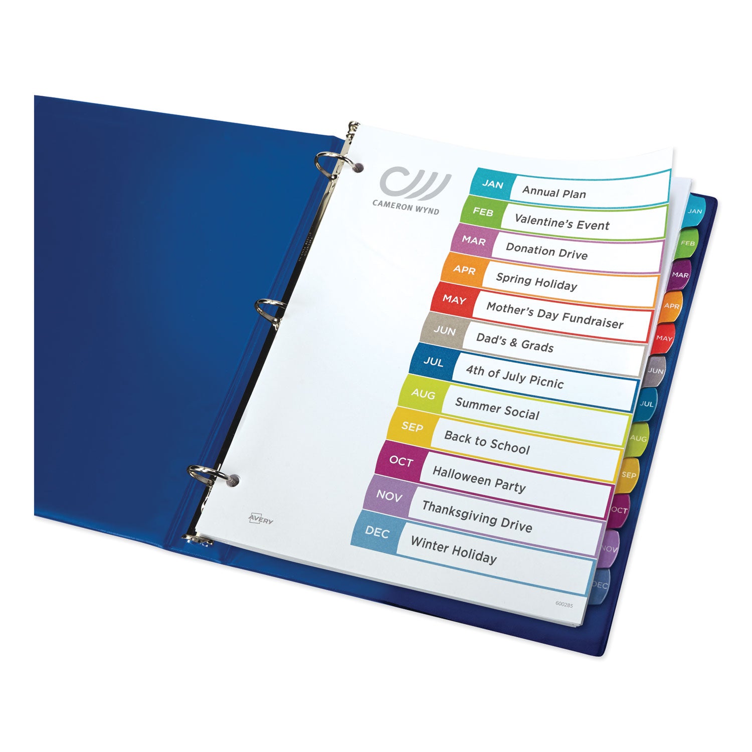 Avery® Customizable TOC Ready Index Multicolor Tab Dividers, 12-Tab, Jan. to Dec., 11 x 8.5, White, Contemporary Color Tabs, 1 Set