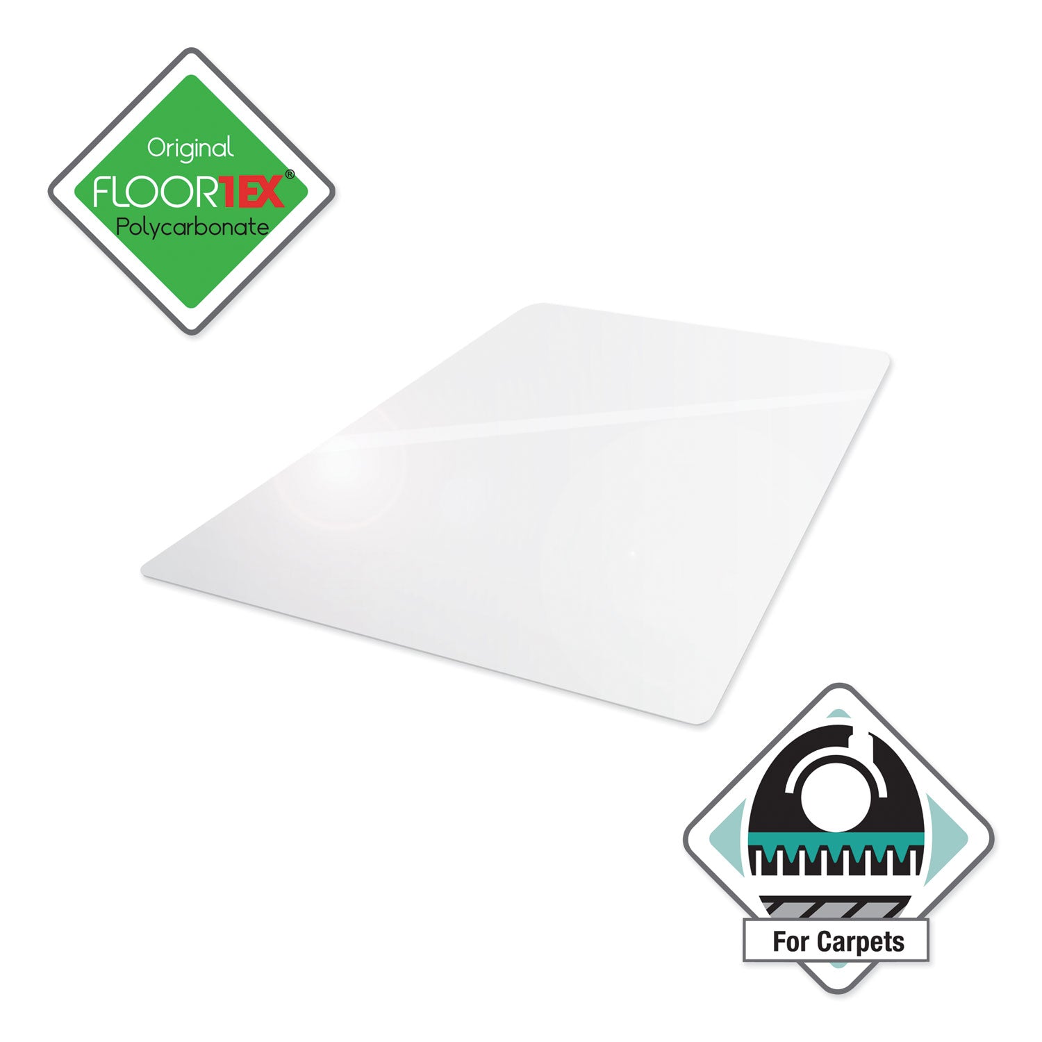 Floortex® Cleartex Ultimat Polycarbonate Chair Mat for High Pile Carpets, 60" w x 48" l, Clear