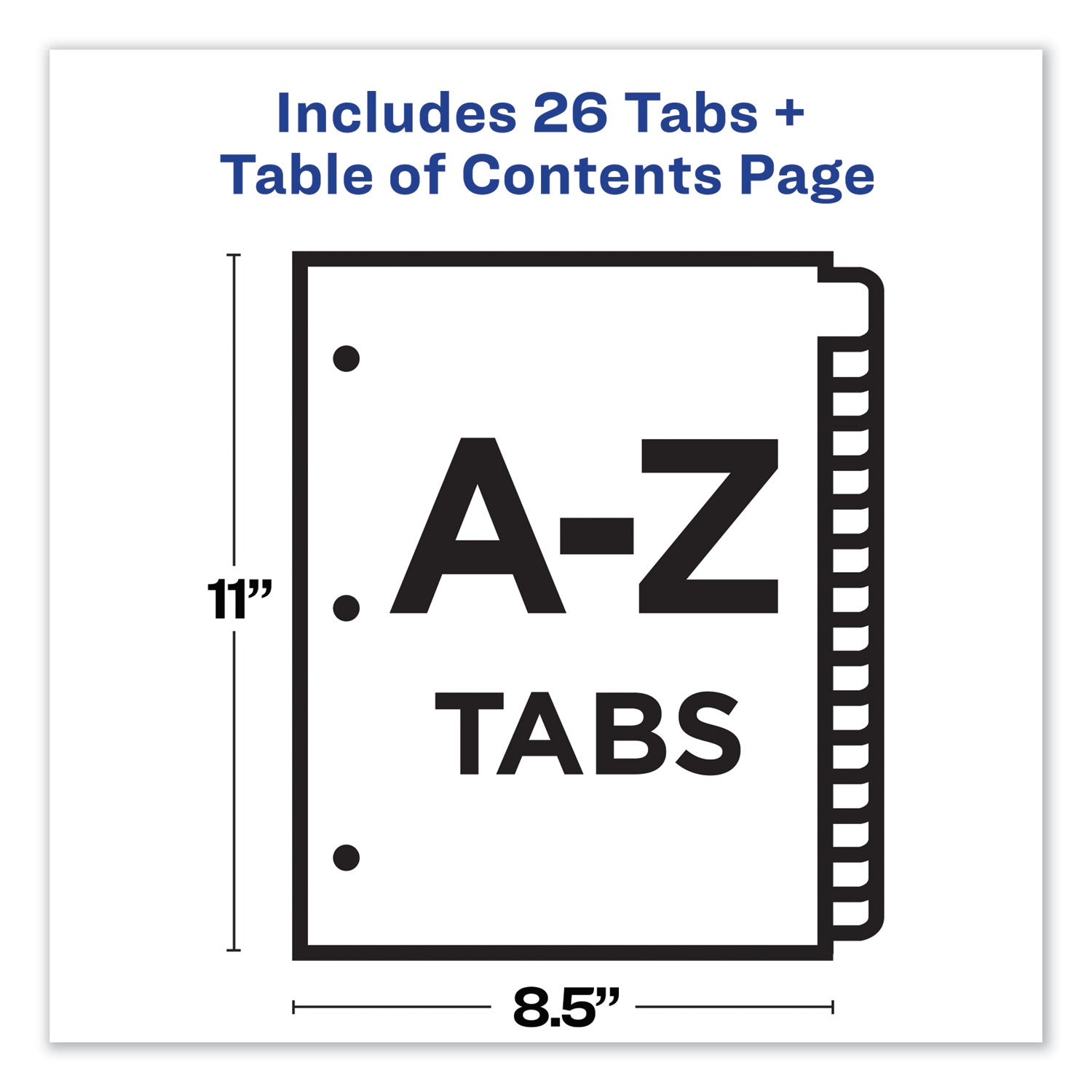 Avery® Customizable TOC Ready Index Multicolor Tab Dividers, 26-Tab, A to Z, 11 x 8.5, White, Contemporary Color Tabs, 1 Set