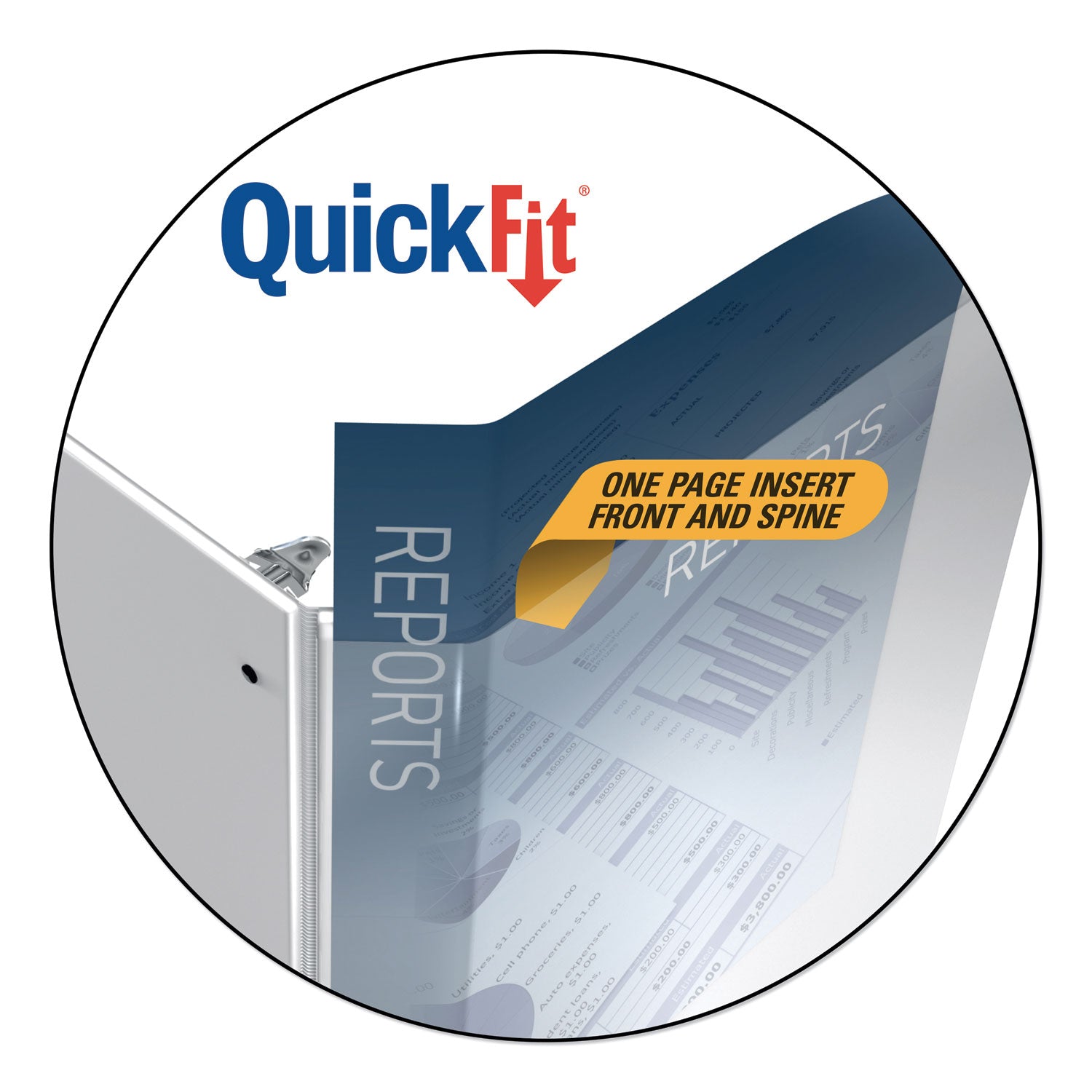 Stride QuickFit Round-Ring View Binder, 3 Rings, 1.5" Capacity, 11 x 8.5, White