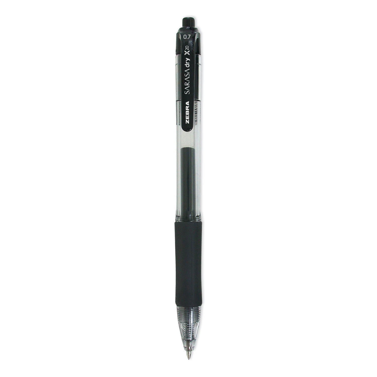 Sarasa Dry Gel X20 Gel Pen, Retractable, Medium 0.7 mm, Black Ink, Clear/Black Barrel, 36/Pack