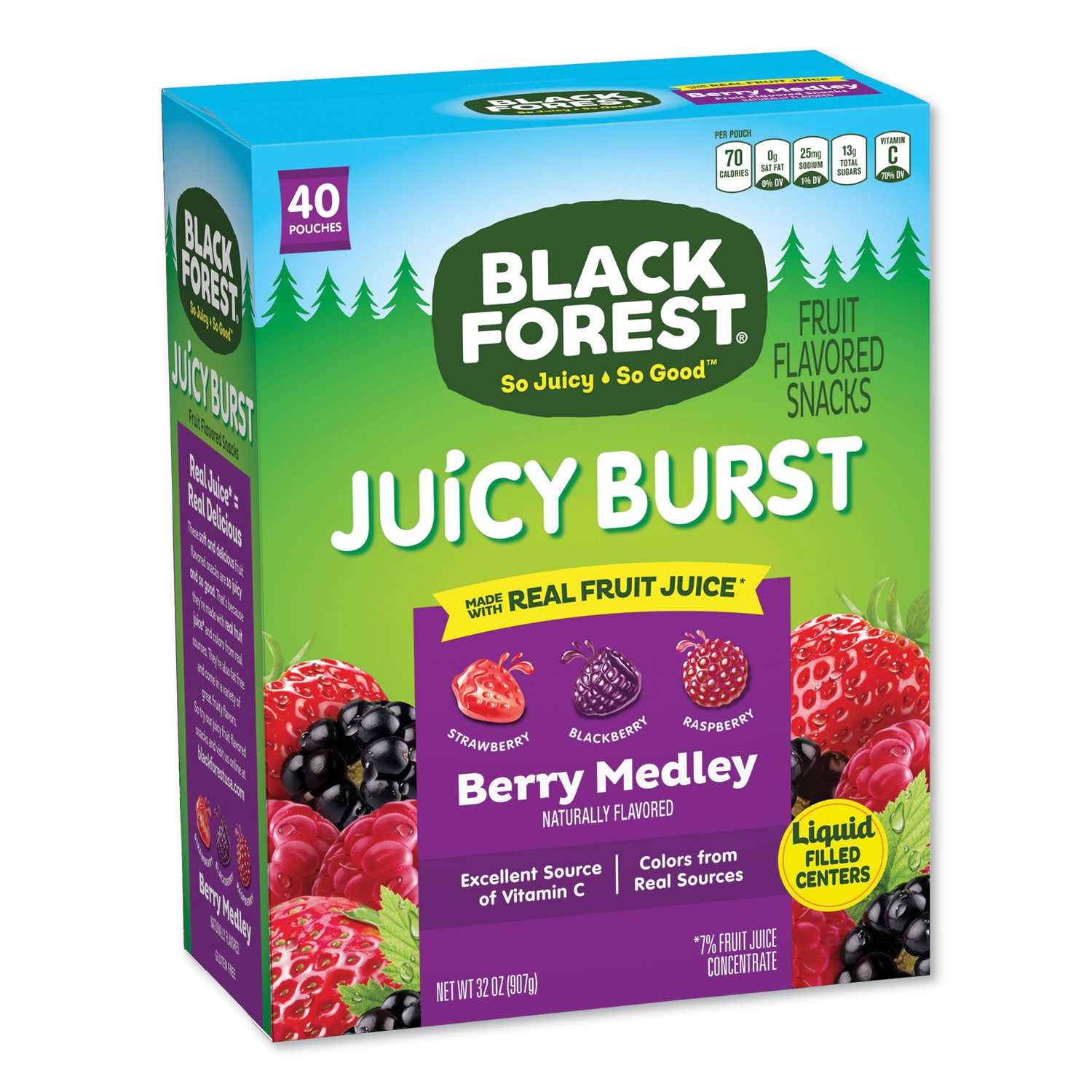 Juicy Burst Fruit Flavored Snack, Berry Medley, 32 oz, 40/Box