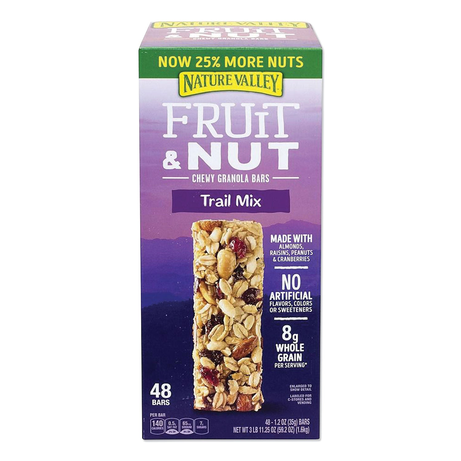 Granola Bars, Chewy Fruit and Nut Trail Mix, 1.2 oz Pouch, 48/Box