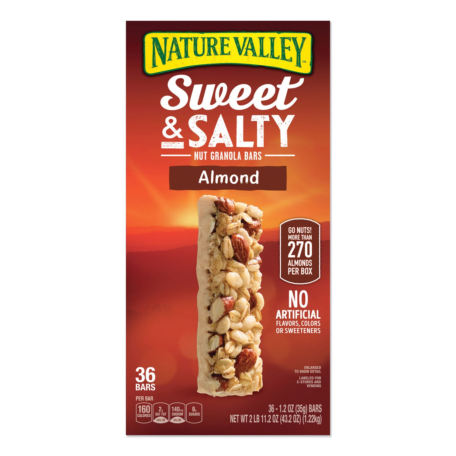 Granola Bars, Sweet and Salty Almond, 1.2 oz Pouch, 36/Box