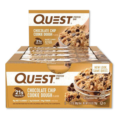 Quest® Protein Bars, Chocolate Chip Cookie Dough, 2.12 oz Bar, 12 Bars/Box - Flipcost