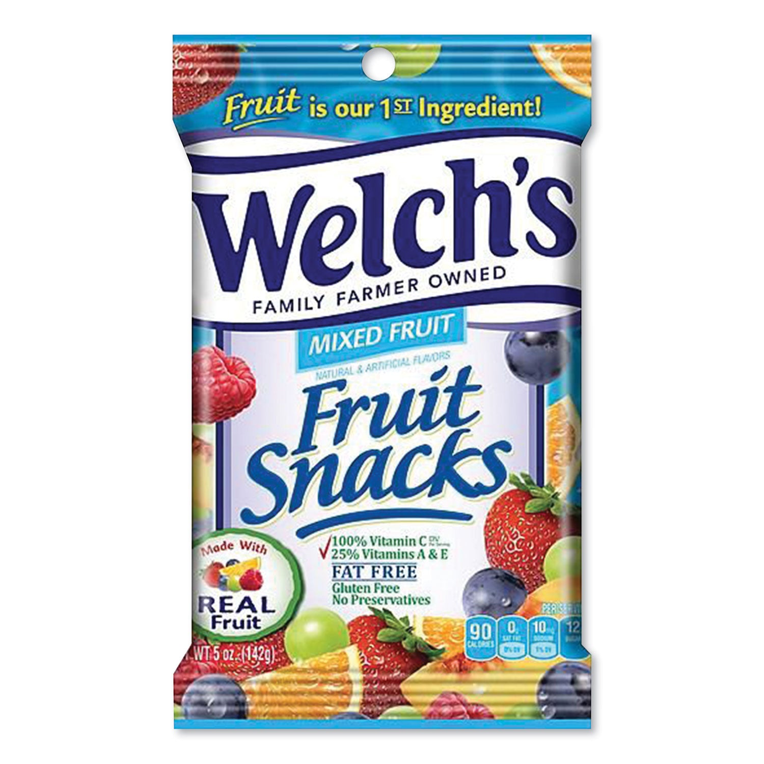 Fruit Snacks, Mixed Fruit, 5 oz Pouch, 12/Carton