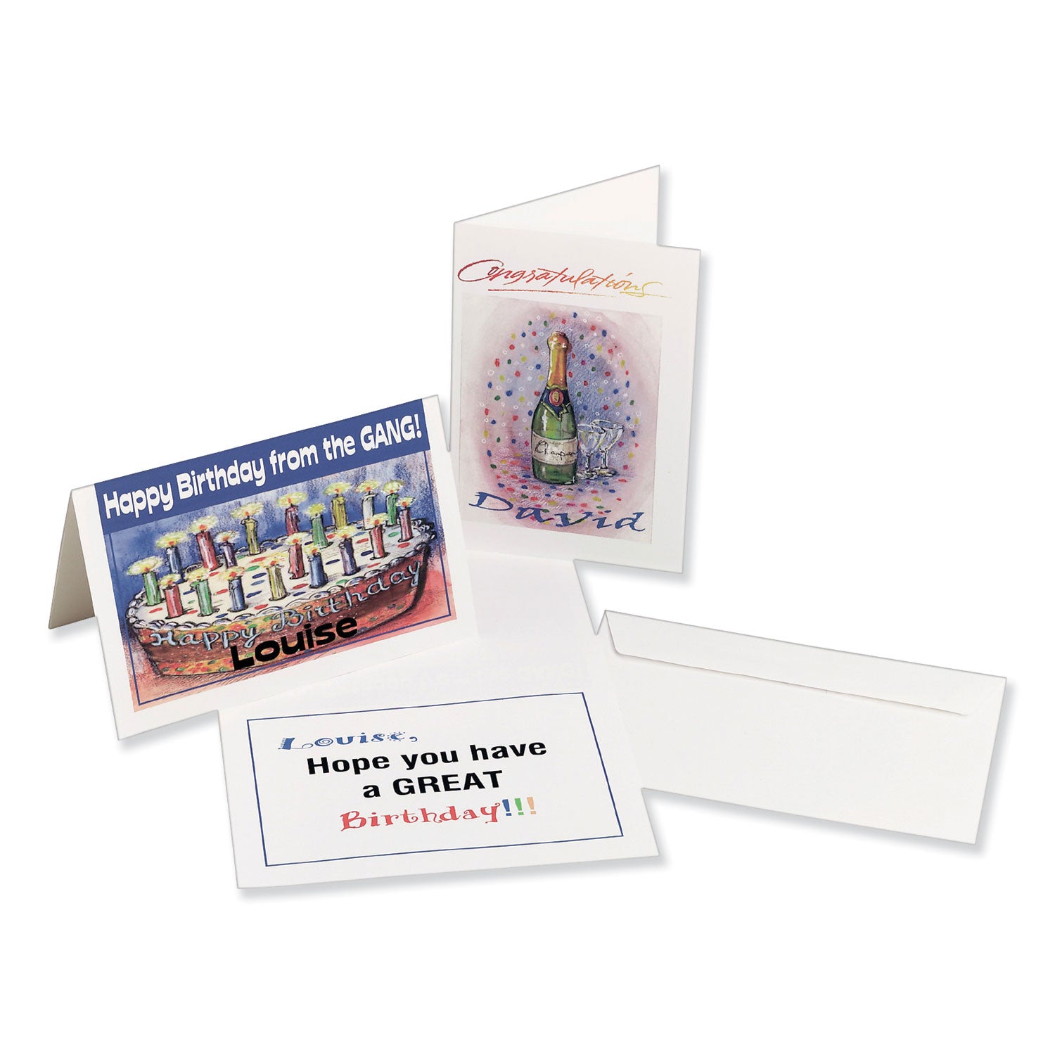 Half-Fold Greeting Cards with Matching Envelopes, Inkjet, 85 lb, 5.5 x 8.5, Matte White, 1 Card/Sheet, 30 Sheets/Box
