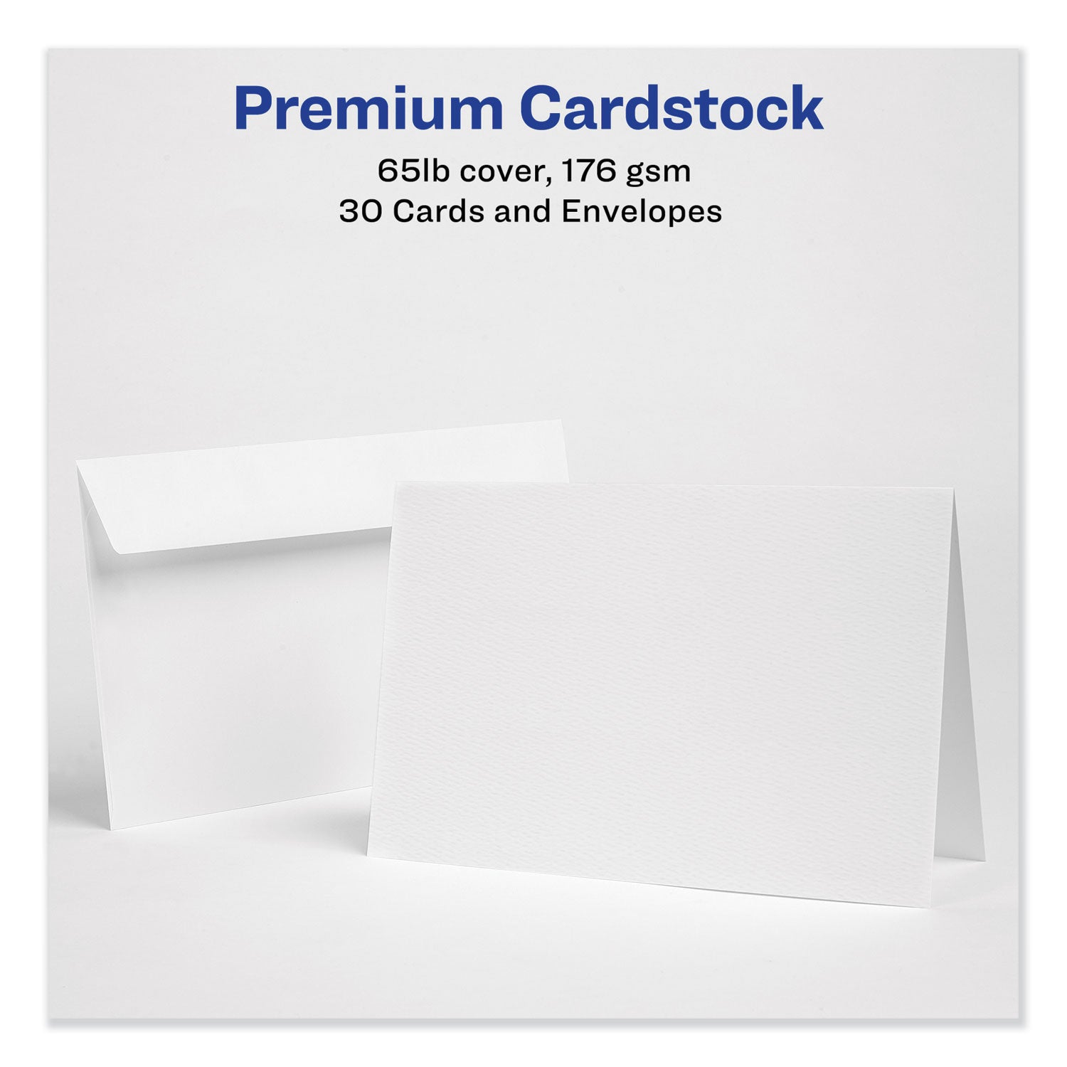 Avery® Half-Fold Greeting Cards with Envelopes, Inkjet, 65 lb, 5.5 x 8.5, Textured Uncoated White, 1 Card/Sheet, 30 Sheets/Box