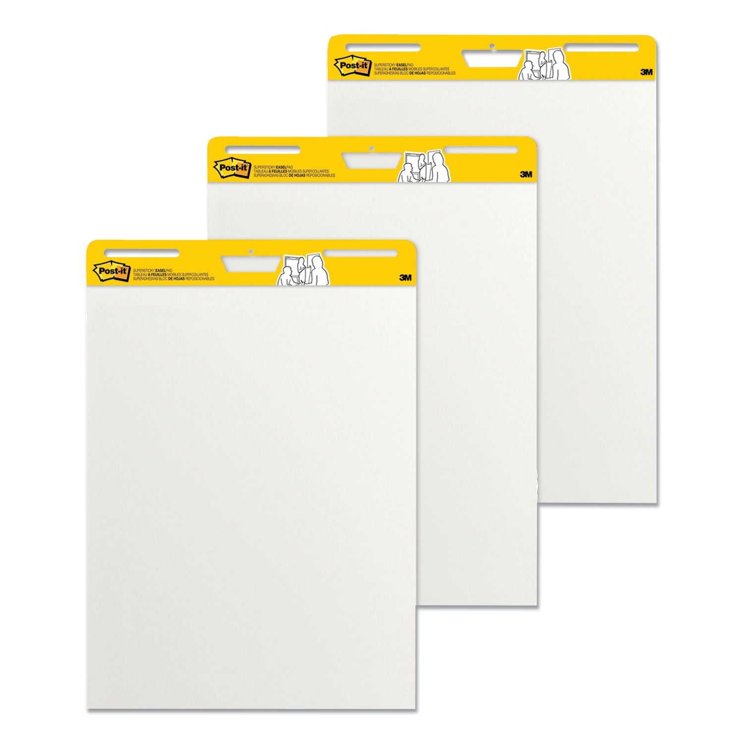 Vertical-Orientation Self-Stick Easel Pads, Unruled, 25 x 30, White, 30 Sheets, 3/Pack Post-it® Easel Pads Super Sticky Flipcost