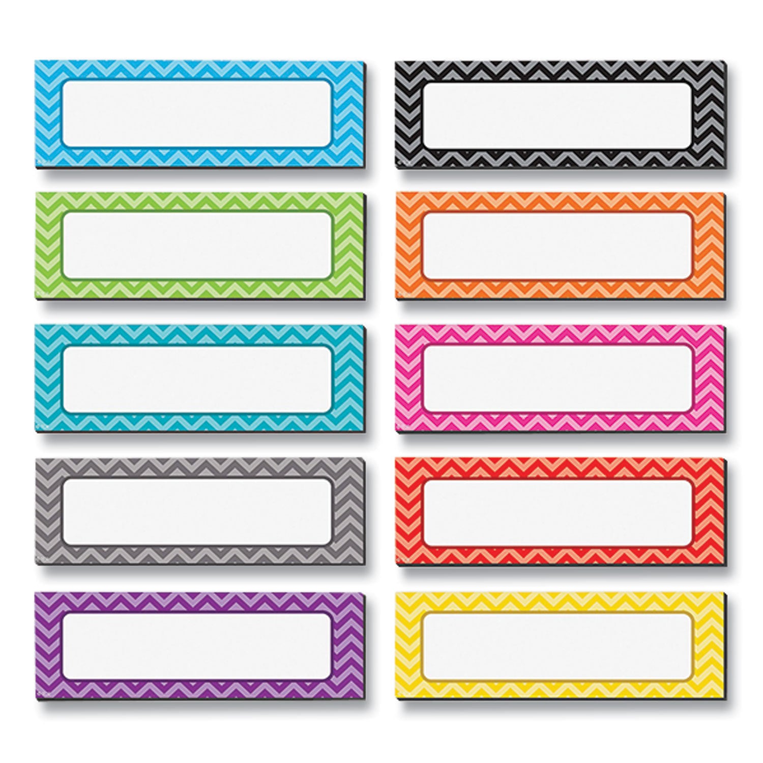 Chevron Labels Magnetic Accents, 10 Assorted Colors, 4.75" x 1.5", 20/Pack