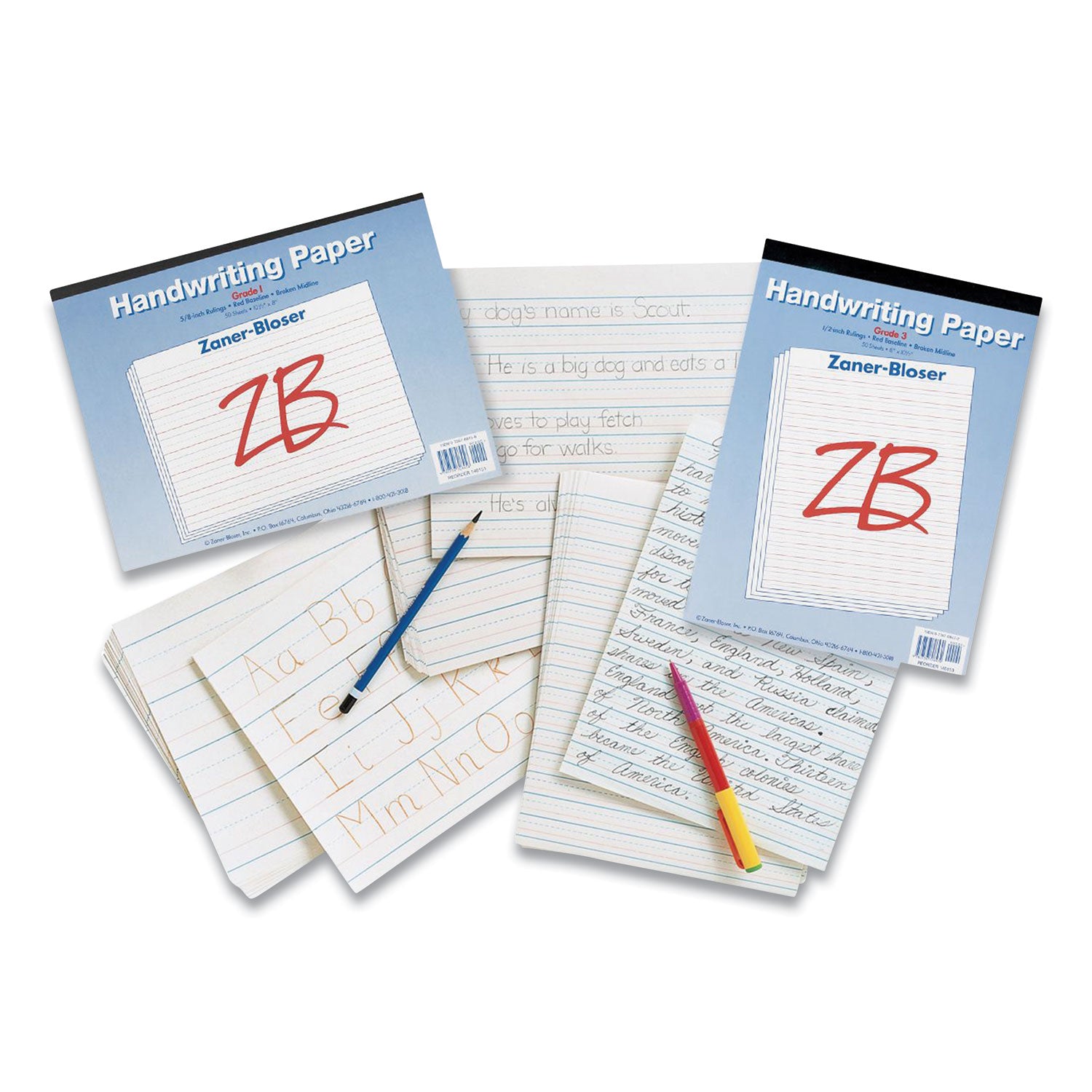 Multi-Program Handwriting Paper, 30 lb Bond Weight, 3/4" Long Rule, Two-Sided, 8 x 10.5, 500/Pack