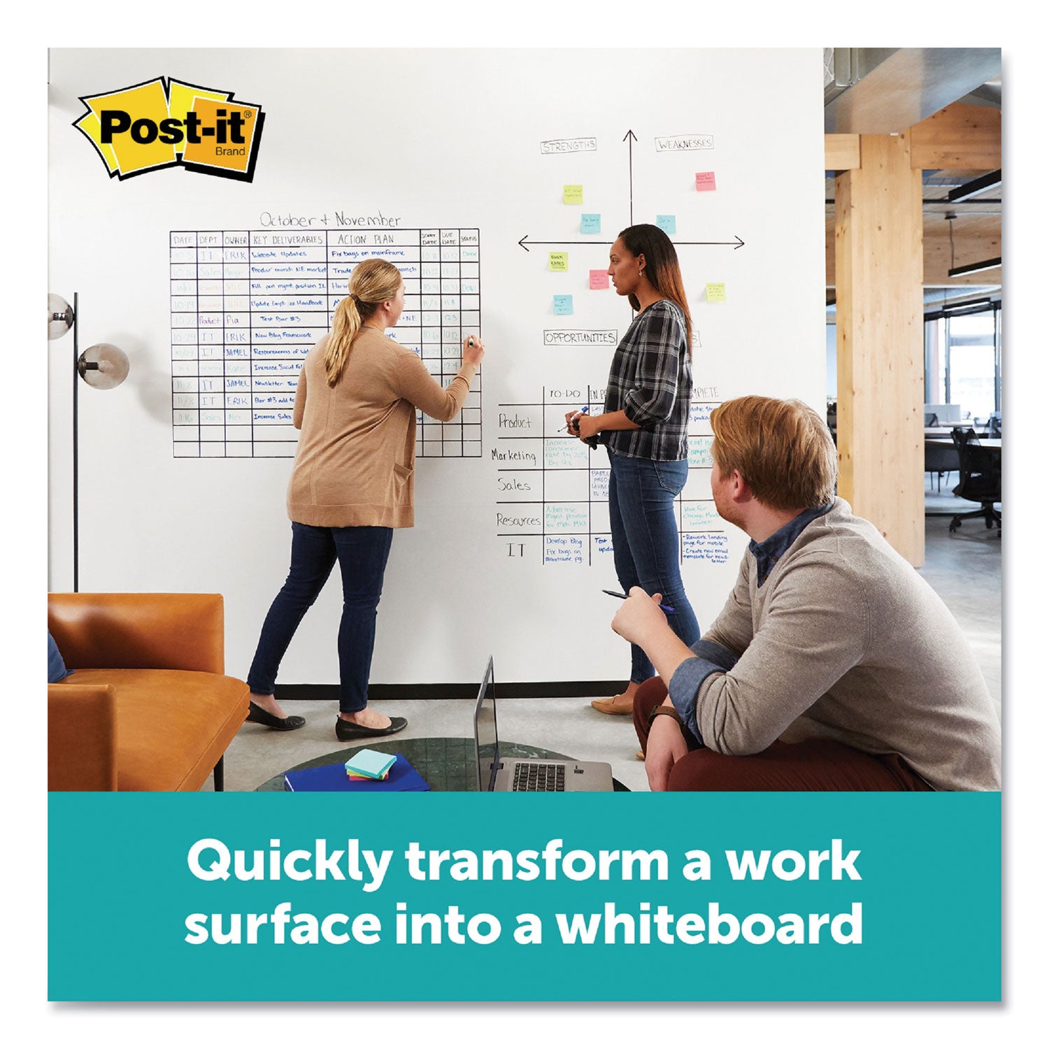 Post-it® Flex Write Surface, 50 ft x 48, White Surface