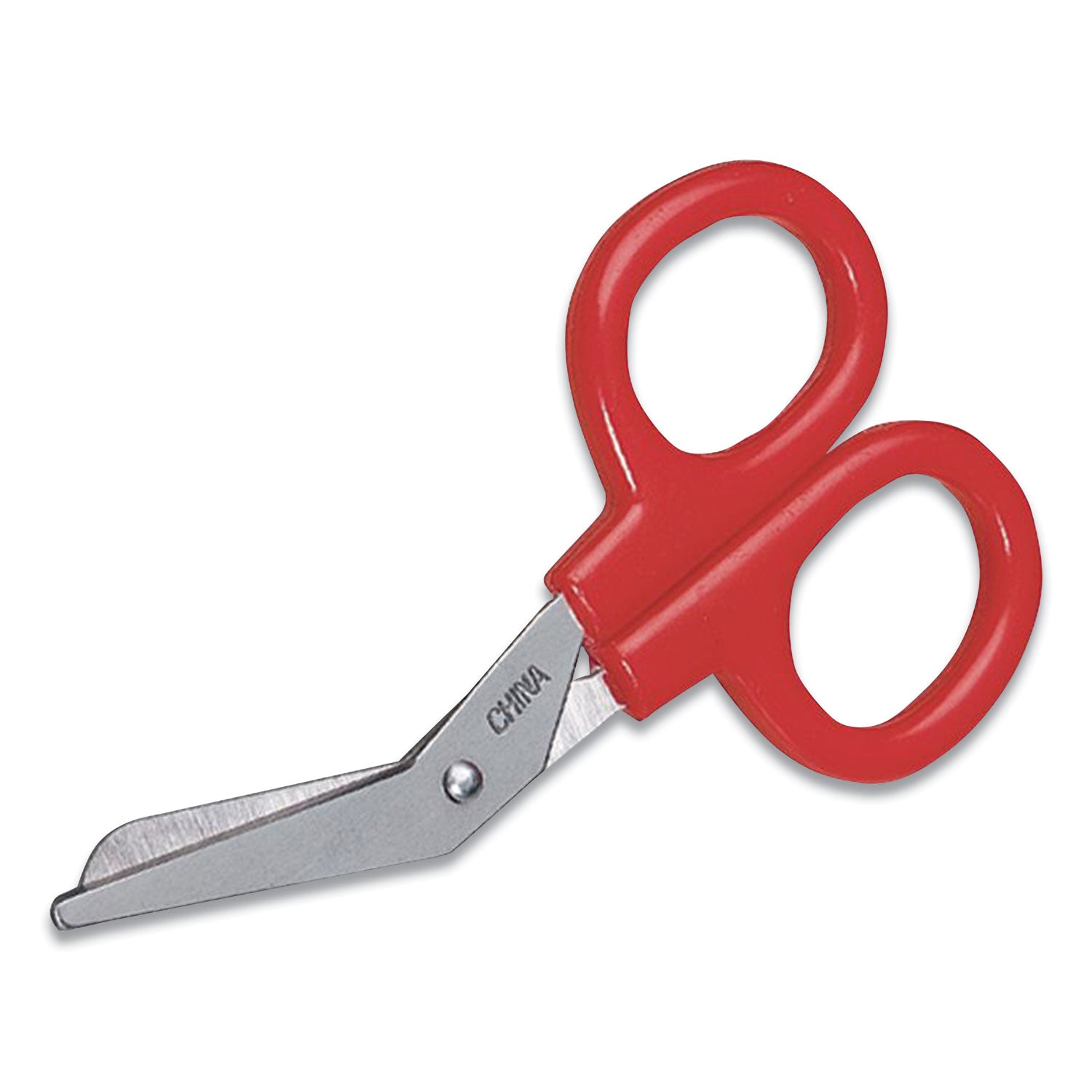 Angled First Aid Kit Scissors, 4" Long, 1.5" Cut Length, Crane-Style Red Handle