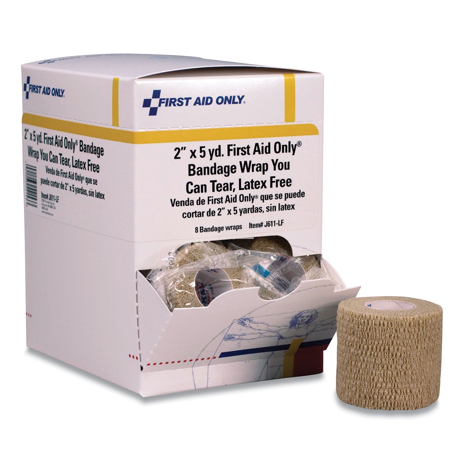 Bandage Wrap You Can Tear, 2" x 15 ft, 8/Box