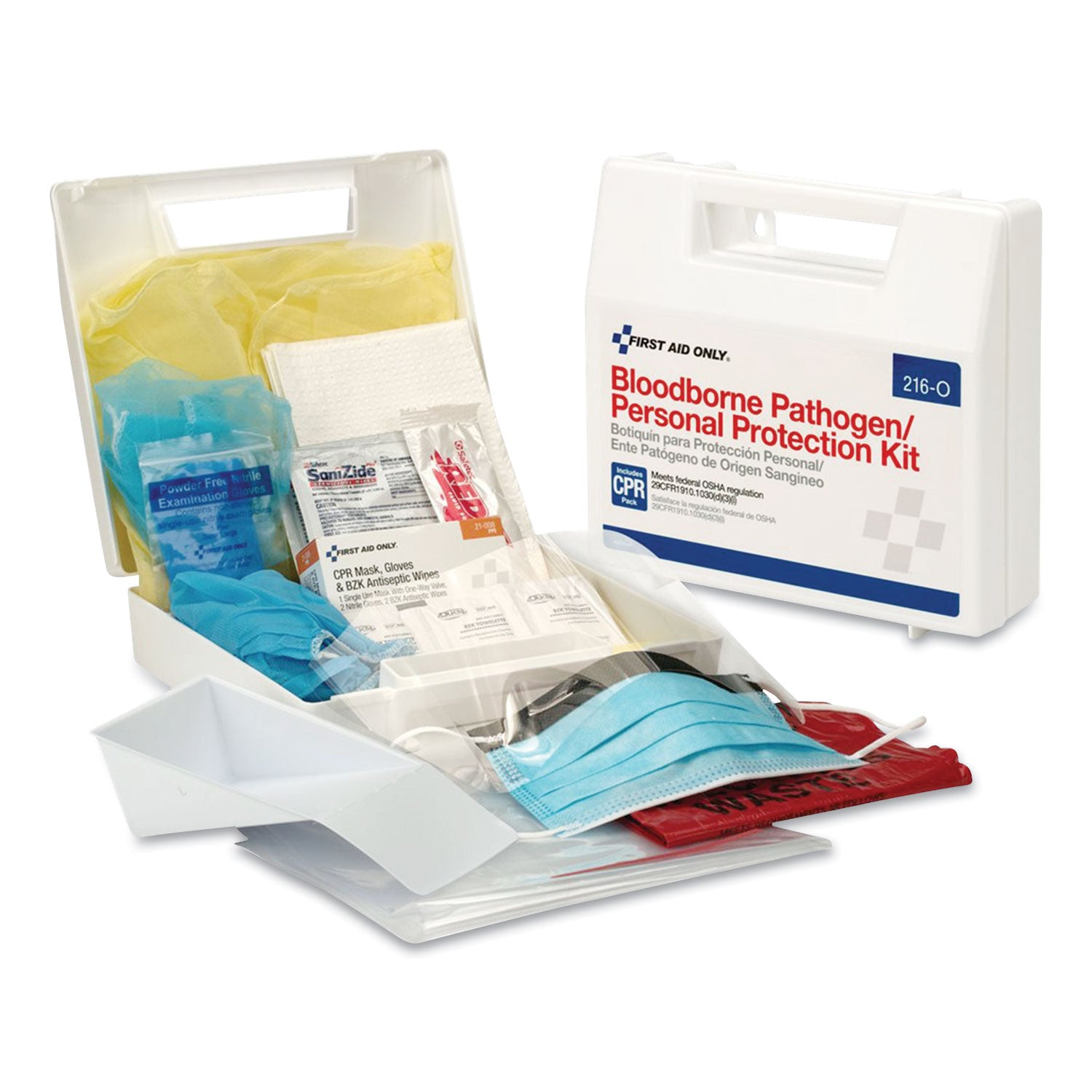 First Aid Only™ Bloodborne Pathogen Spill Clean Up Kit with CPR Pack, 31 Pieces, Plastic Case