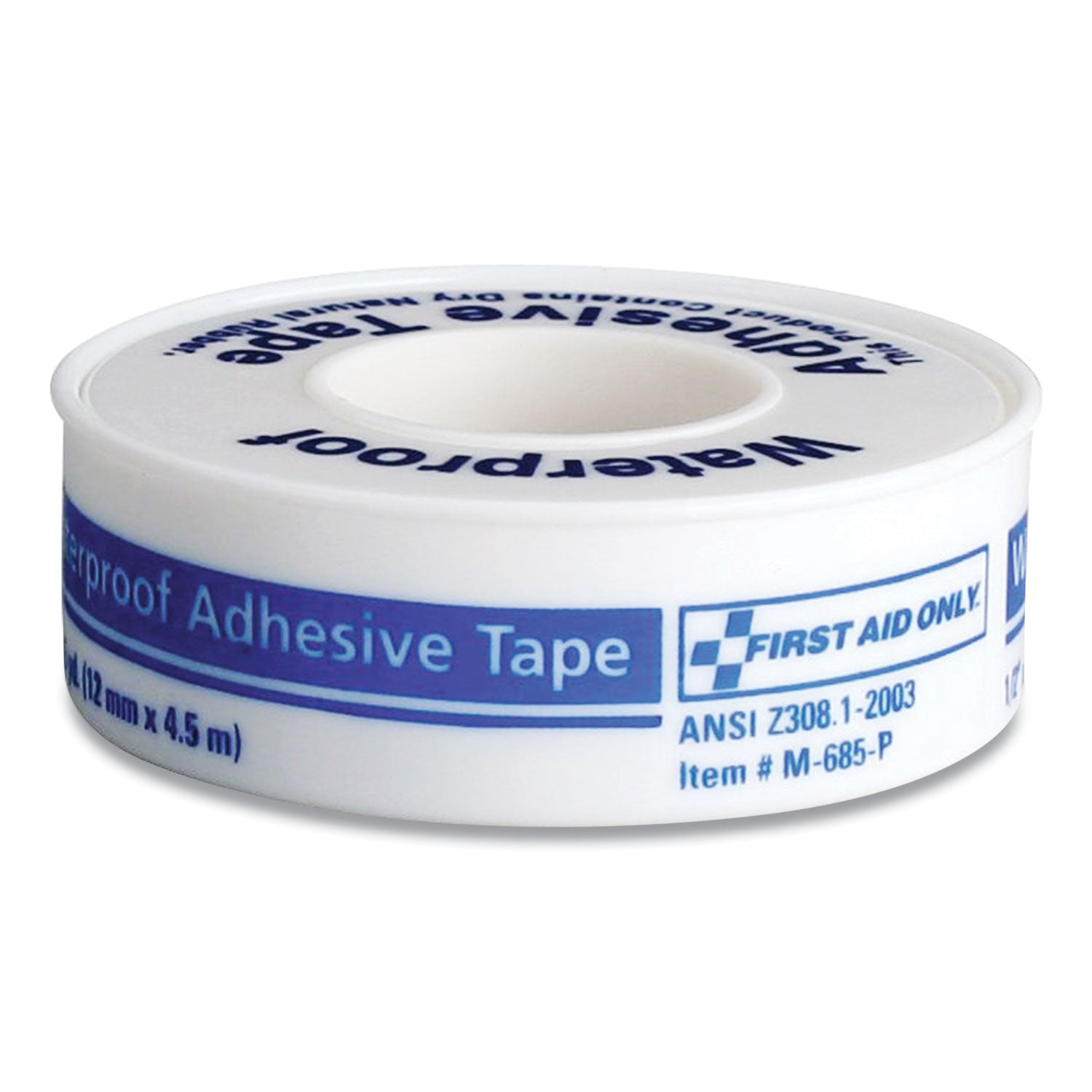 First Aid Only™ Waterproof-Adhesive Medical Tape with Dispenser, Acrylic, 0.5" x 15 ft, White