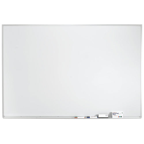 TRU RED™ Magnetic Porcelain Dry Erase Board, 72" x 48", White Surface, Gray/Natural Aluminum Frame