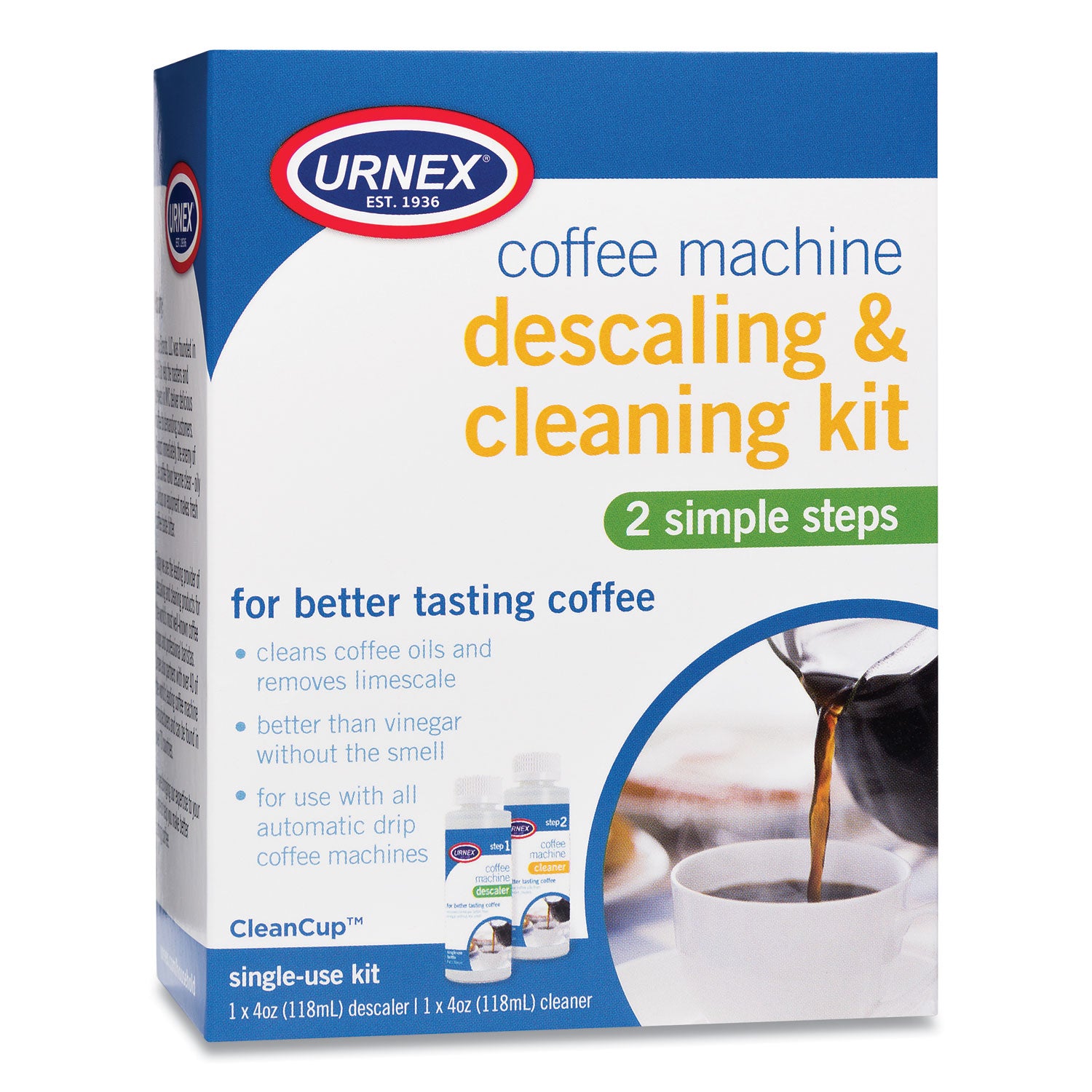 Coffee Machine Descaling and Cleaning Kit, 4 oz Descaler and 4 oz Cleaner