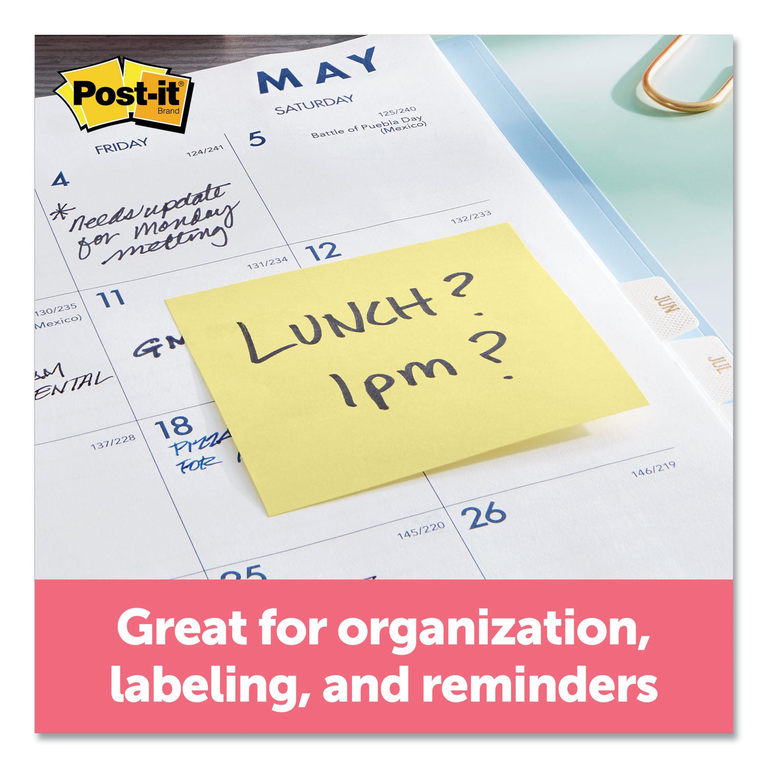 Post-it® Notes Original Pads in Canary Yellow, 3" x 3", 100 Sheets/Pad, 12 Pads/Pack