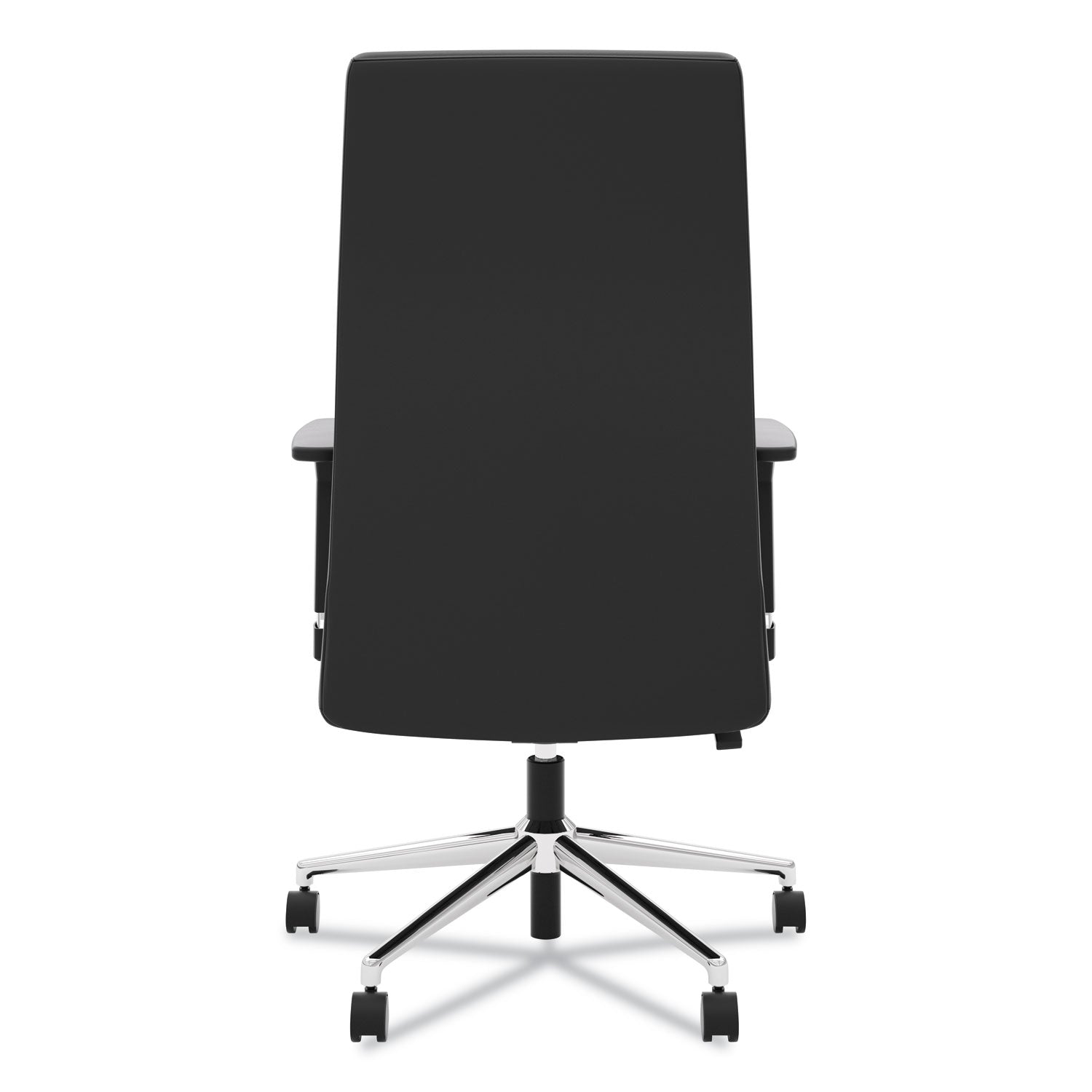 HON® Define Executive High-Back Leather Chair, Supports 250 lb, 17" to 21" Seat Height, Black Seat/Back, Polished Chrome Base