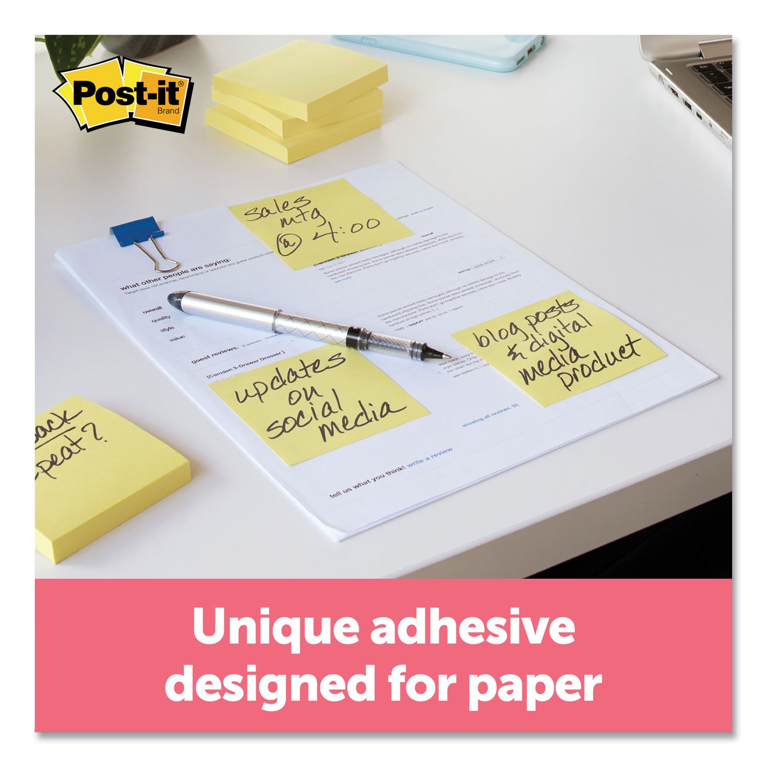 Post-it® Notes Original Pads in Canary Yellow, Value Pack, 3" x 3", 100 Sheets/Pad, 24 Pads/Pack