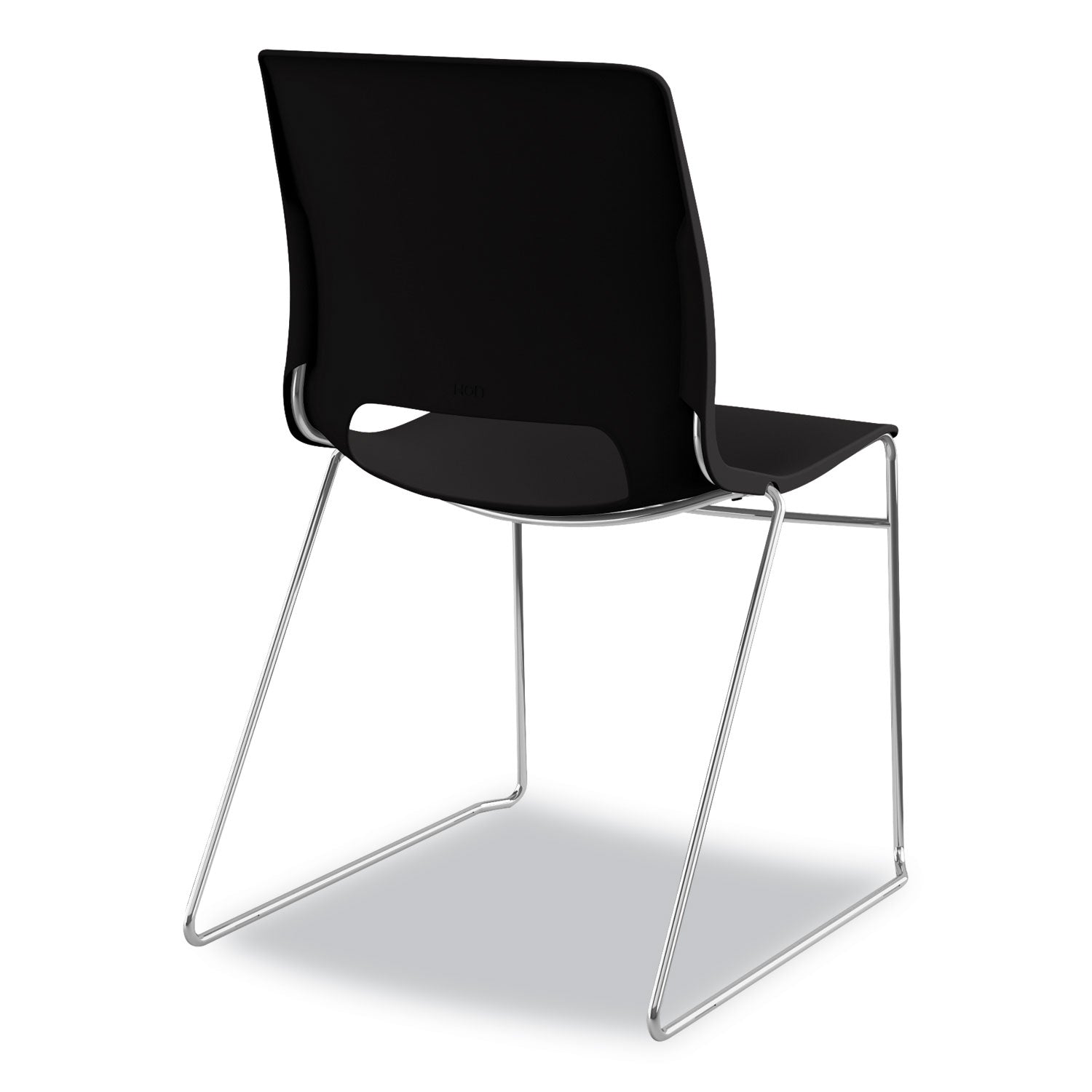 HON® Motivate High-Density Stacking Chair, Supports Up to 300 lb, 17.75" Seat Height, Onyx Seat, Black Back, Chrome Base, 4/Carton