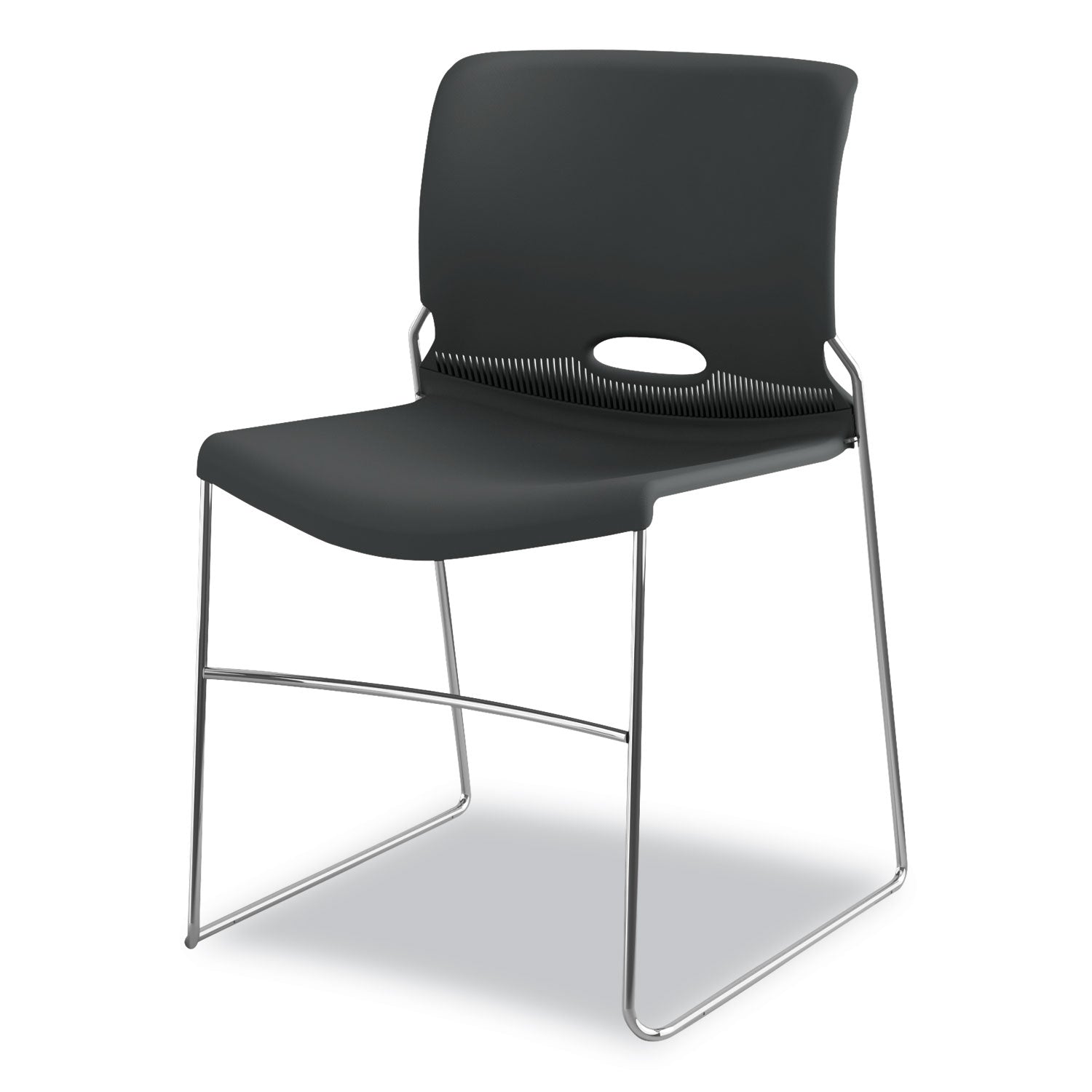 HON® Olson Stacker High Density Chair, Supports Up to 300 lb, 17.75" Seat Height, Lava Seat, Lava Back, Chrome Base, 4/Carton