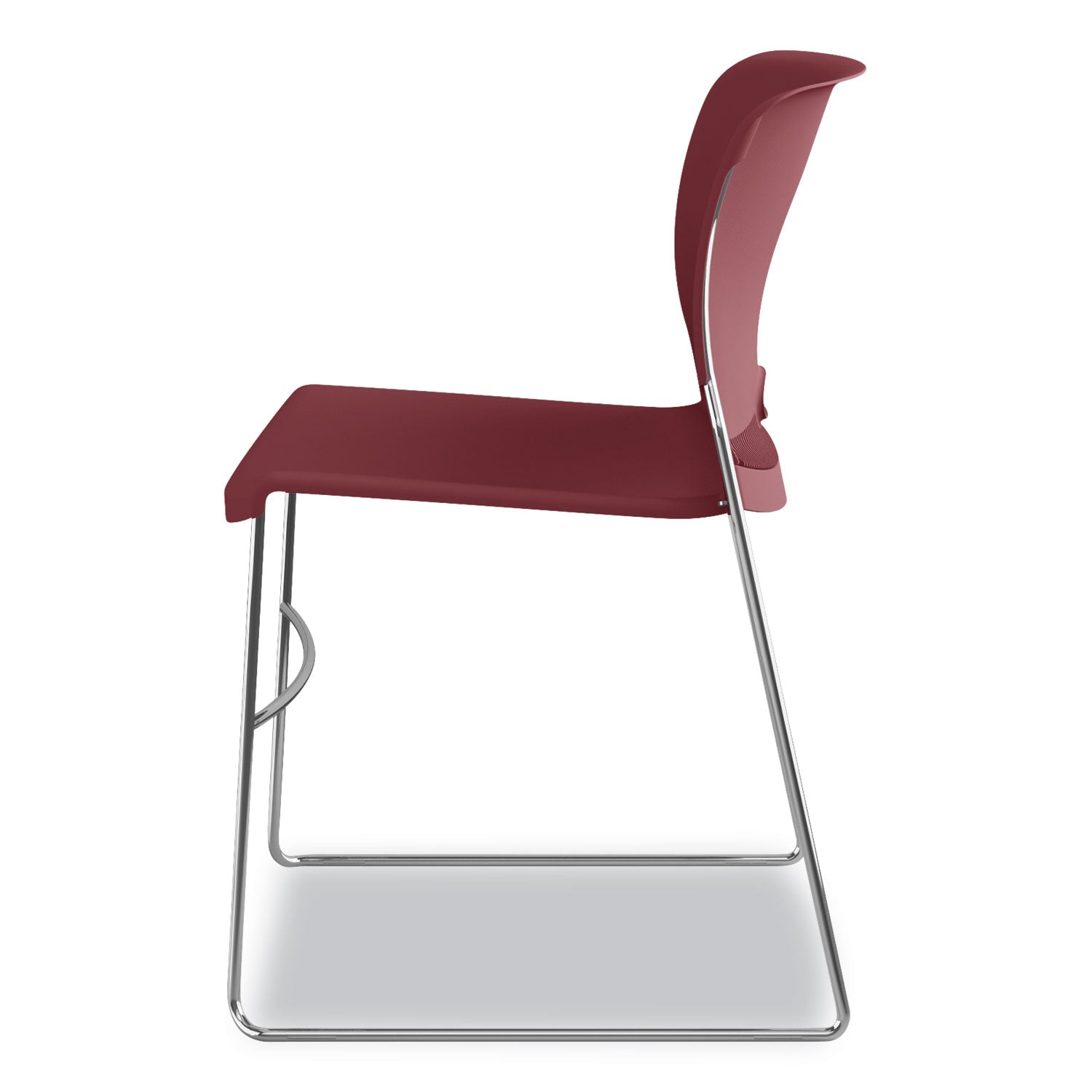 HON® Olson Stacker High Density Chair, Supports 300 lb, 17.75" Seat Height, Mulberry Seat, Mulberry Back, Chrome Base, 4/Carton