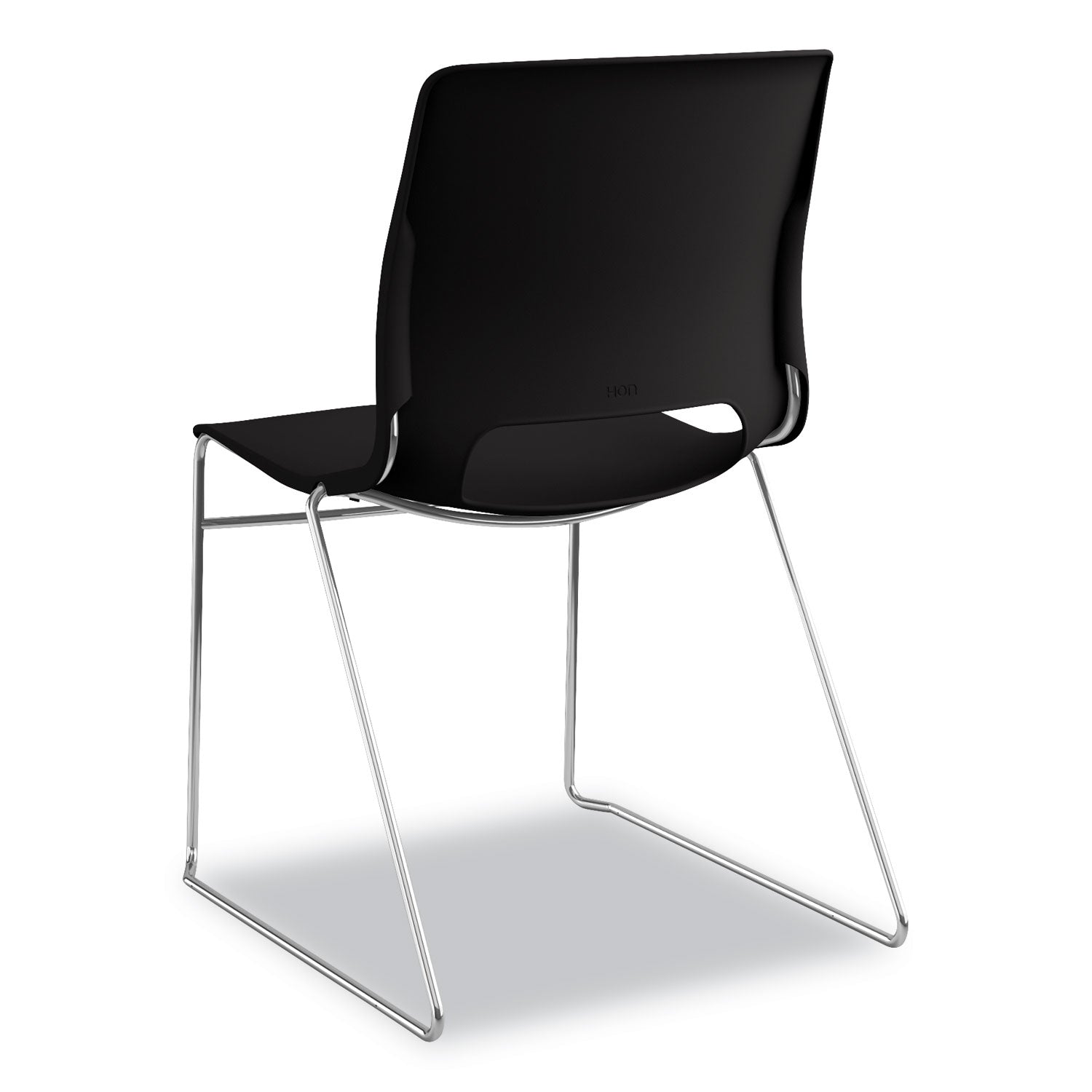 HON® Motivate High-Density Stacking Chair, Supports Up to 300 lb, 17.75" Seat Height, Onyx Seat, Black Back, Chrome Base, 4/Carton