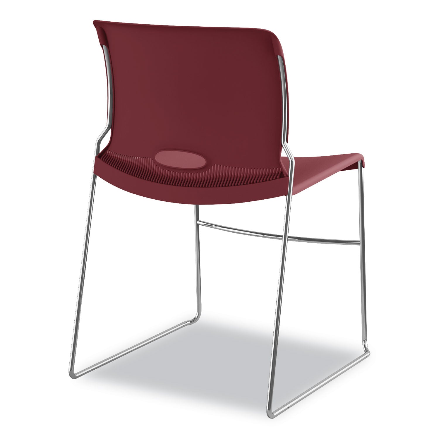 HON® Olson Stacker High Density Chair, Supports 300 lb, 17.75" Seat Height, Mulberry Seat, Mulberry Back, Chrome Base, 4/Carton