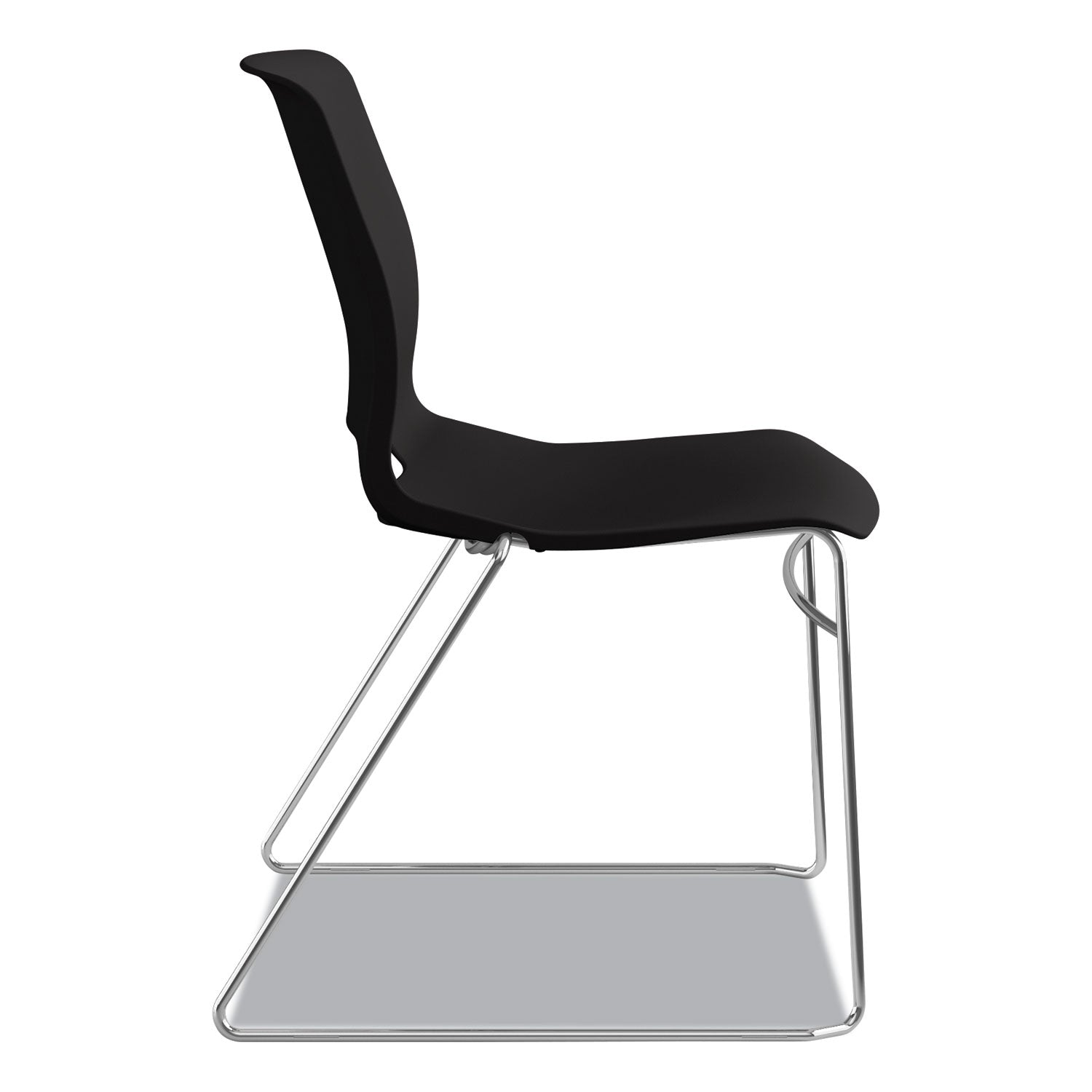 HON® Motivate High-Density Stacking Chair, Supports Up to 300 lb, 17.75" Seat Height, Onyx Seat, Black Back, Chrome Base, 4/Carton