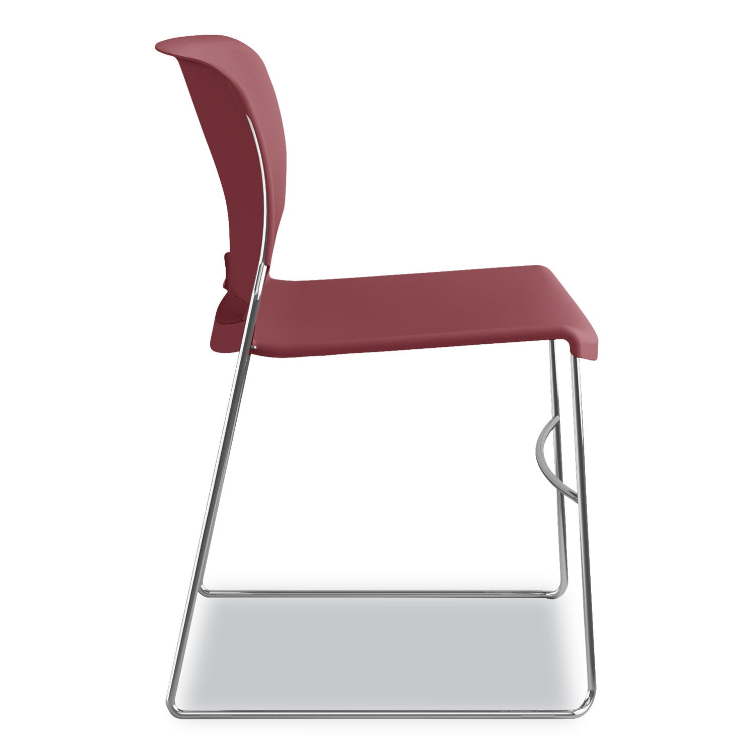 HON® Olson Stacker High Density Chair, Supports 300 lb, 17.75" Seat Height, Mulberry Seat, Mulberry Back, Chrome Base, 4/Carton