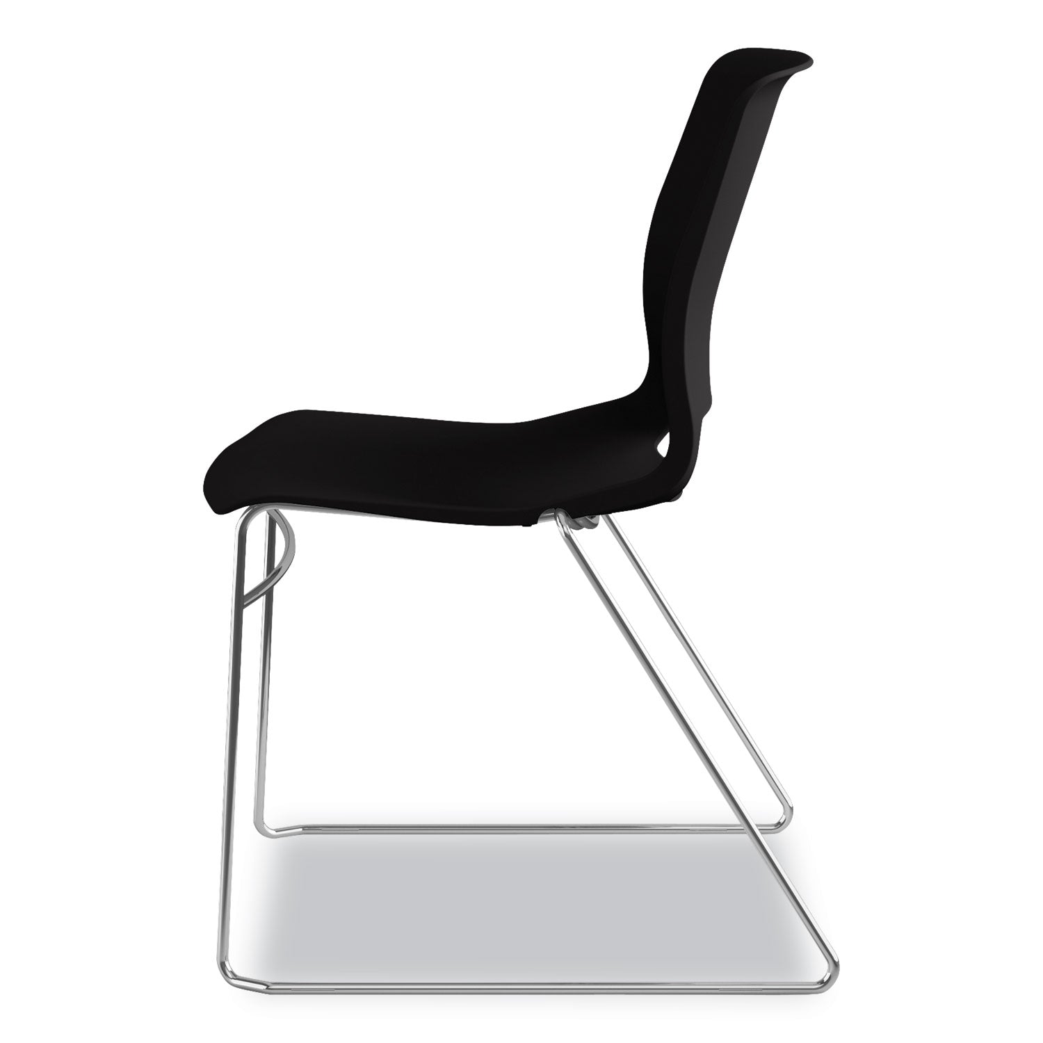 HON® Motivate High-Density Stacking Chair, Supports Up to 300 lb, 17.75" Seat Height, Onyx Seat, Black Back, Chrome Base, 4/Carton