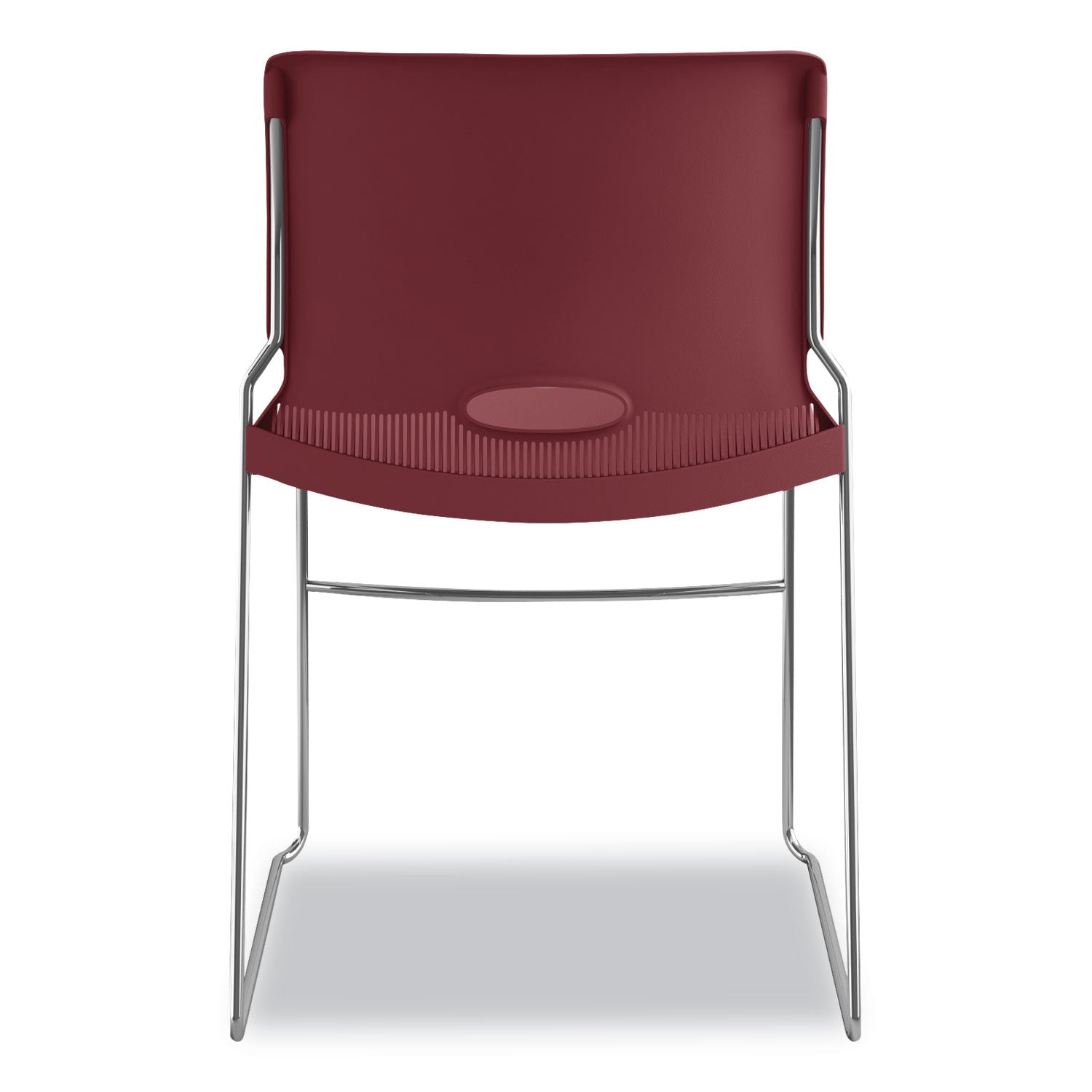 HON® Olson Stacker High Density Chair, Supports 300 lb, 17.75" Seat Height, Mulberry Seat, Mulberry Back, Chrome Base, 4/Carton