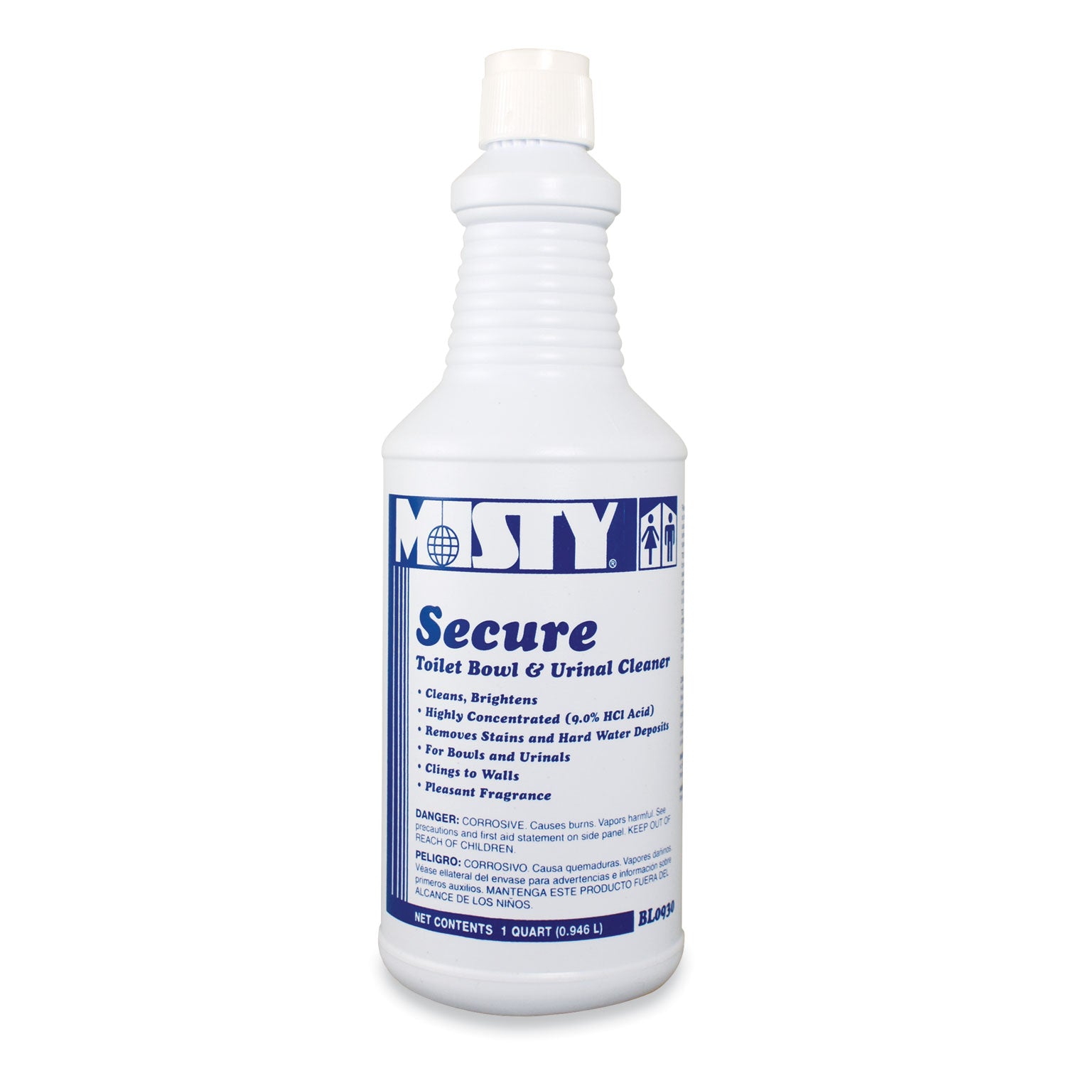 Misty® Secure Hydrochloric Acid Bowl Cleaner, Mint Scent, 32oz Bottle, 12/Carton