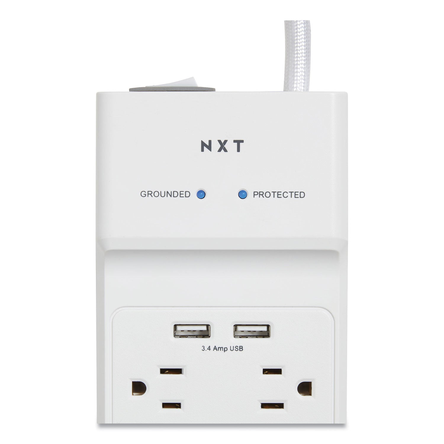 Surge Protector, 8 AC Outlets/2 USB Ports, 6 ft Cord, 2,100 J, White NXT Technologies™ Flipcost