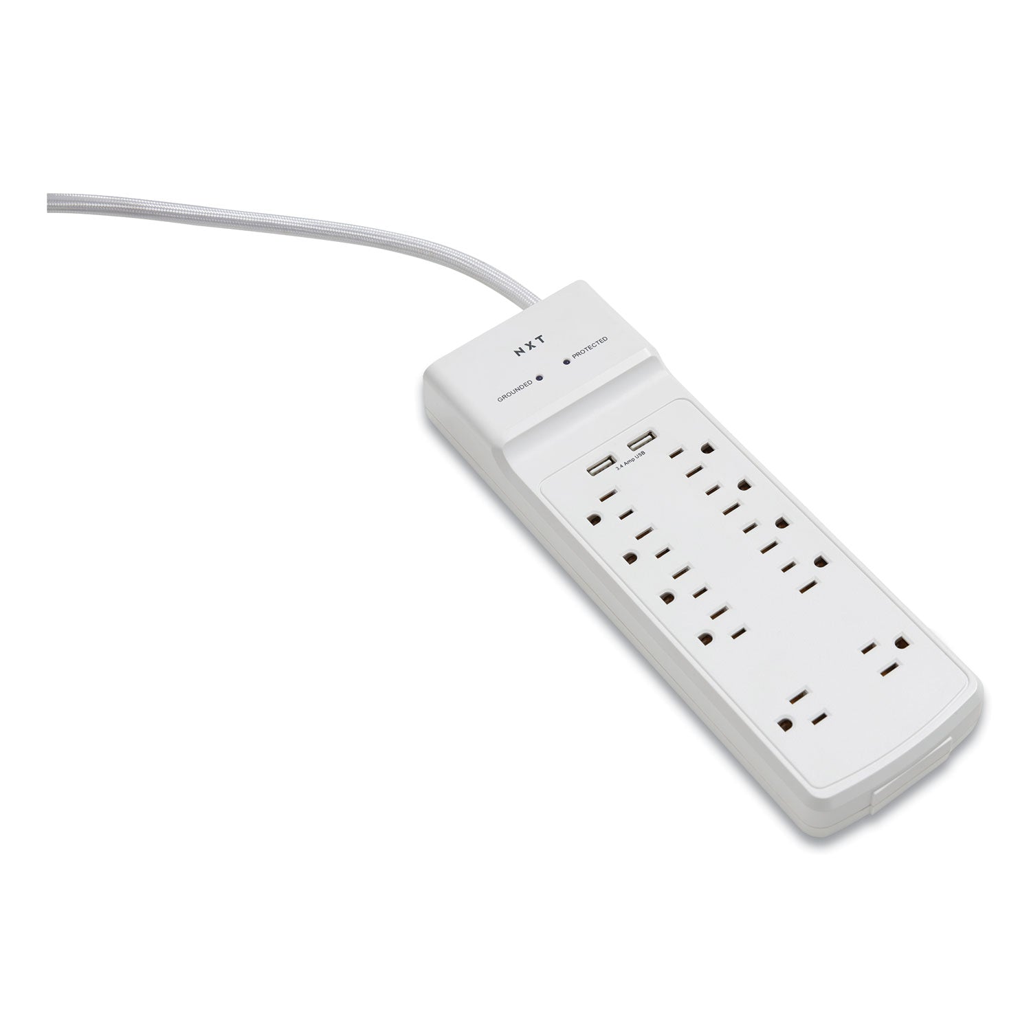 NXT Technologies™ Surge Protector, 10 AC Outlets/2 USB Ports, 6 ft Cord, 3,000 J, White